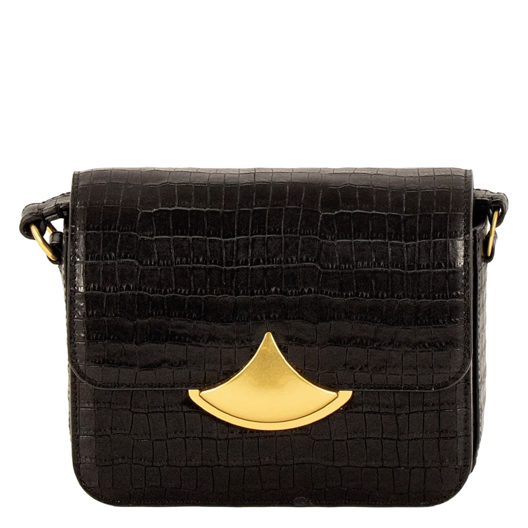 Sac bandoulière en cuir effet crocodile SESSUN Noir