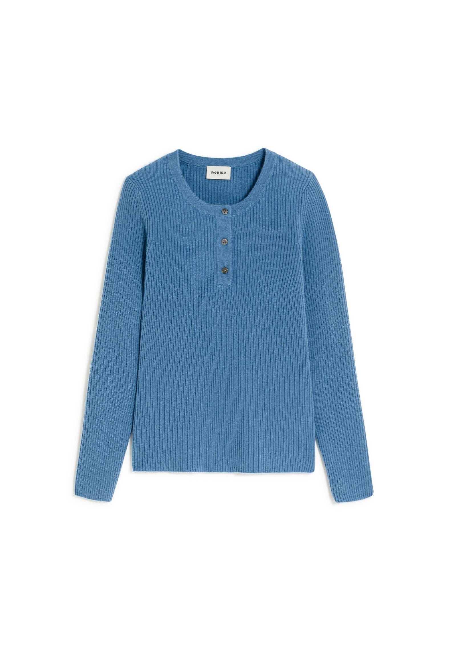 Cashmere Tunisian collar sweater RODIER Blue