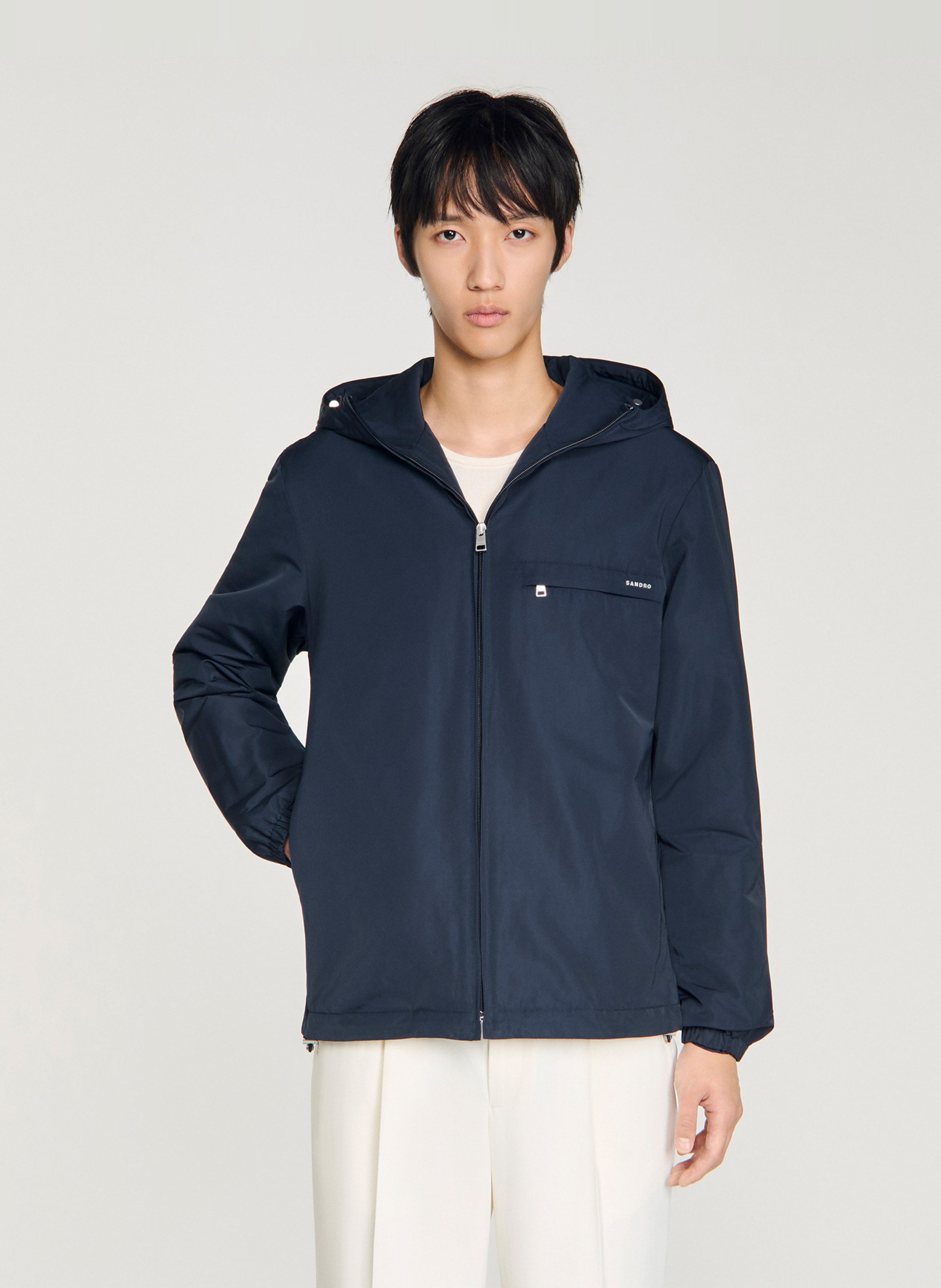 Veste zippée à capuche SANDRO Bleu