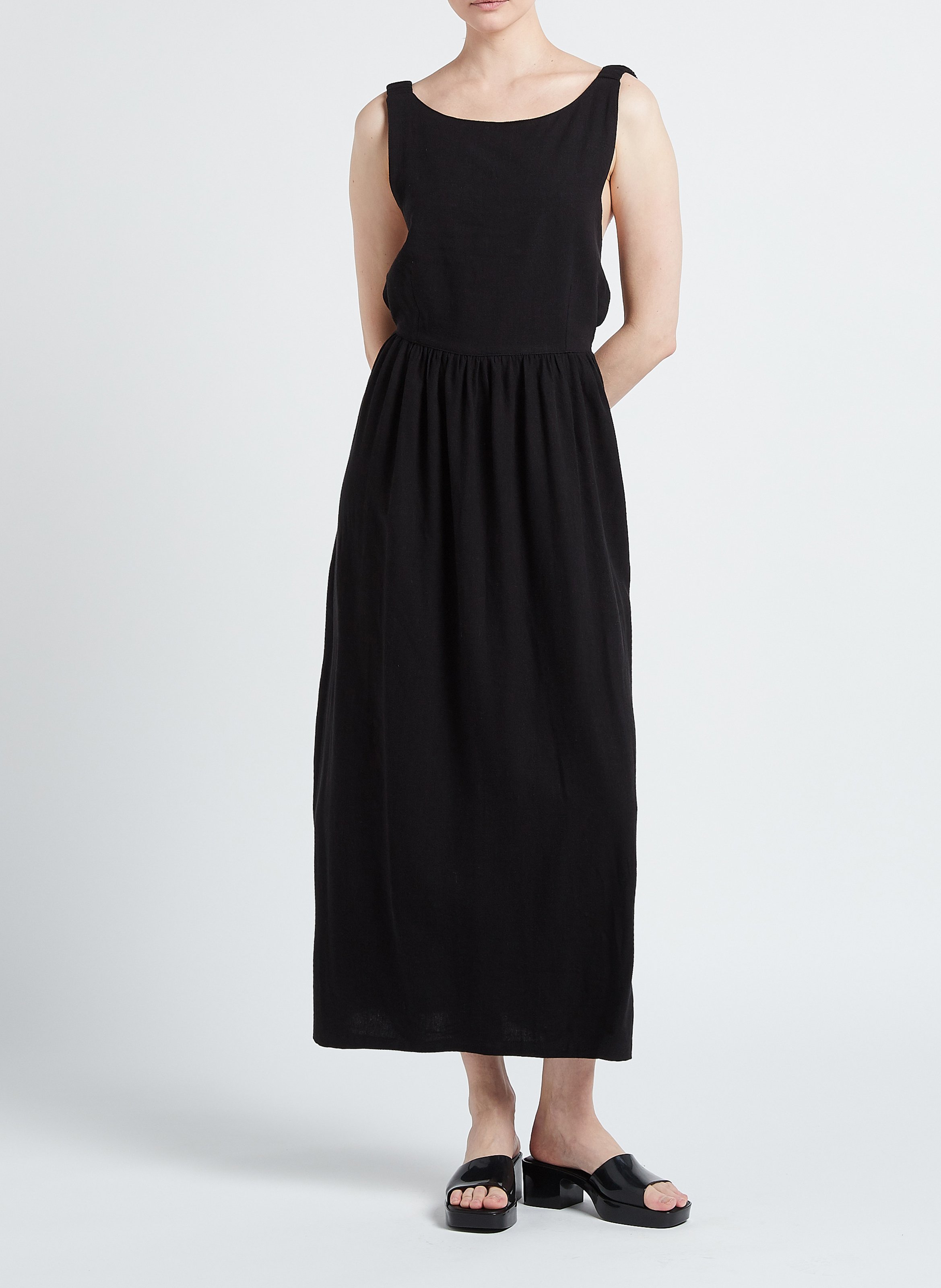 Lange, uitlopende jurk | linnenblend RITA ROW