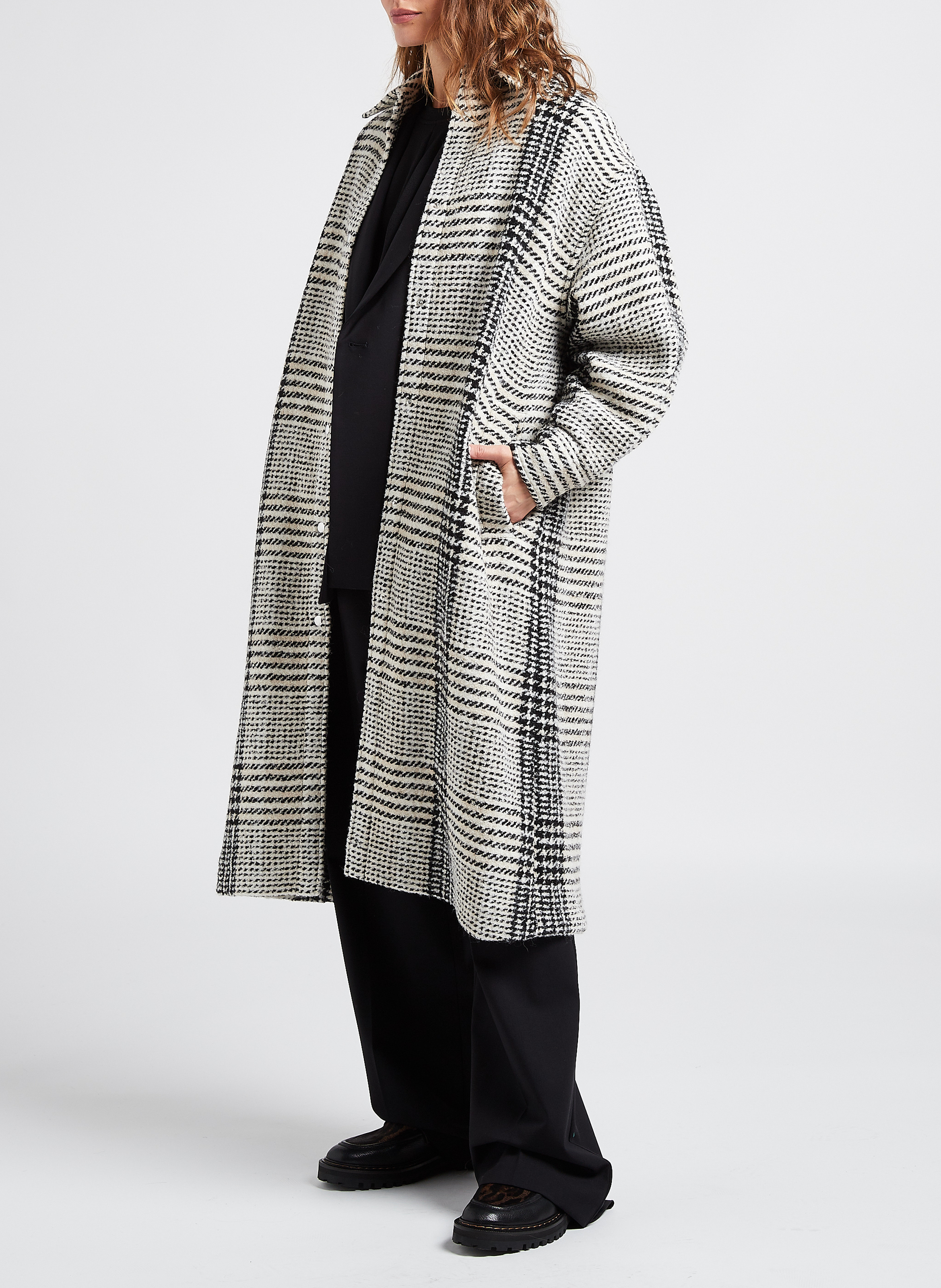 Manteau col classique à carreaux IRO Noir