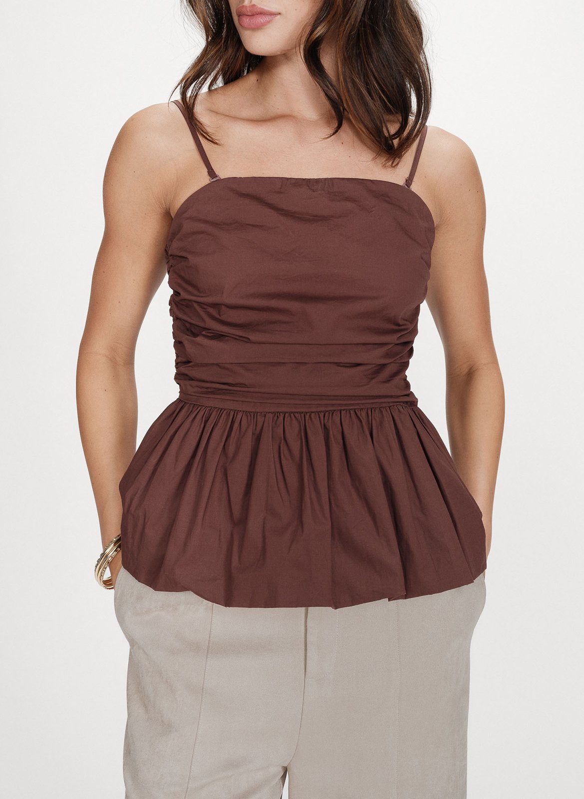 Top droit en coton imprimé GRACE ET MILA