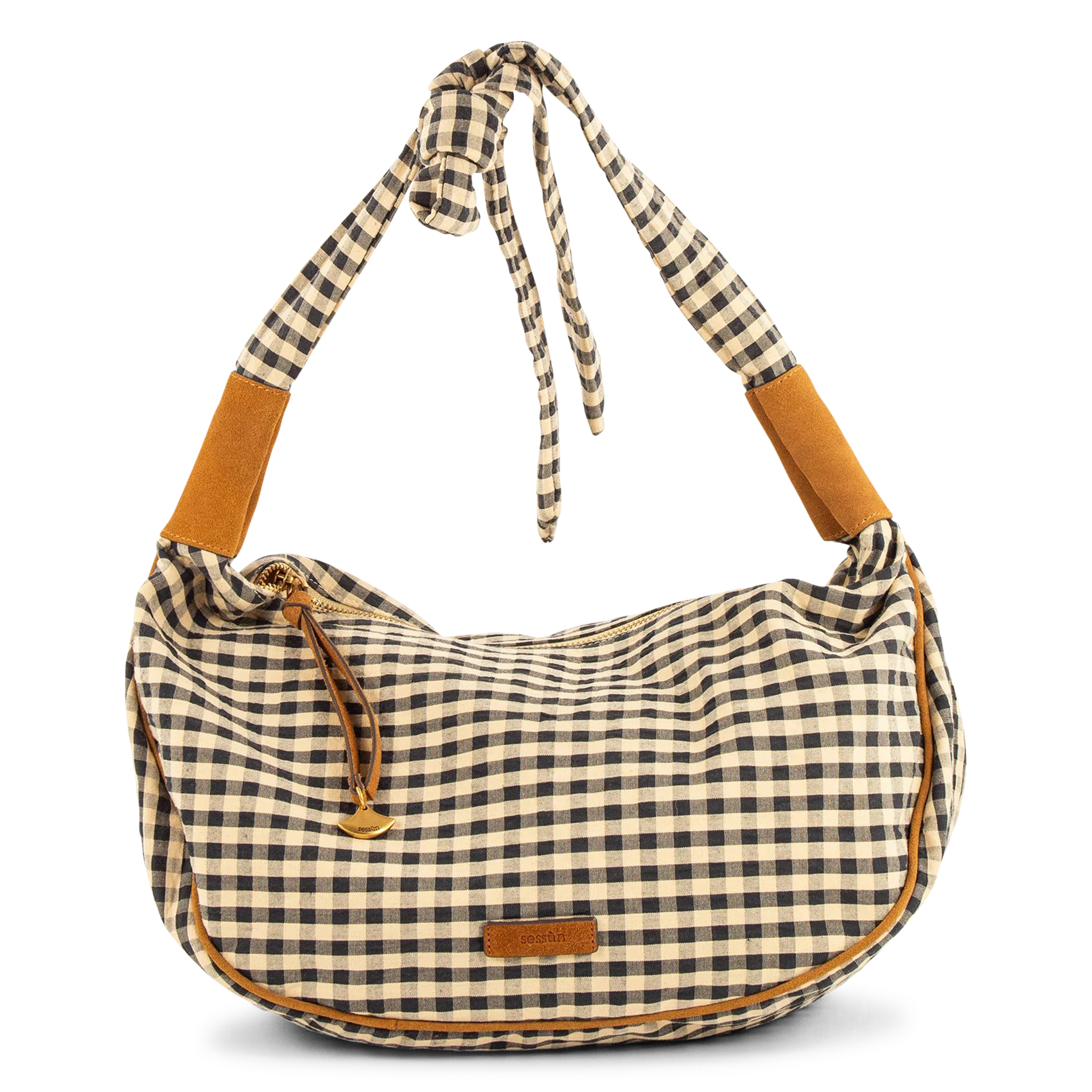 Tasche mit Schulterriemen aus Baumwolle und Leder SESSUN Beige