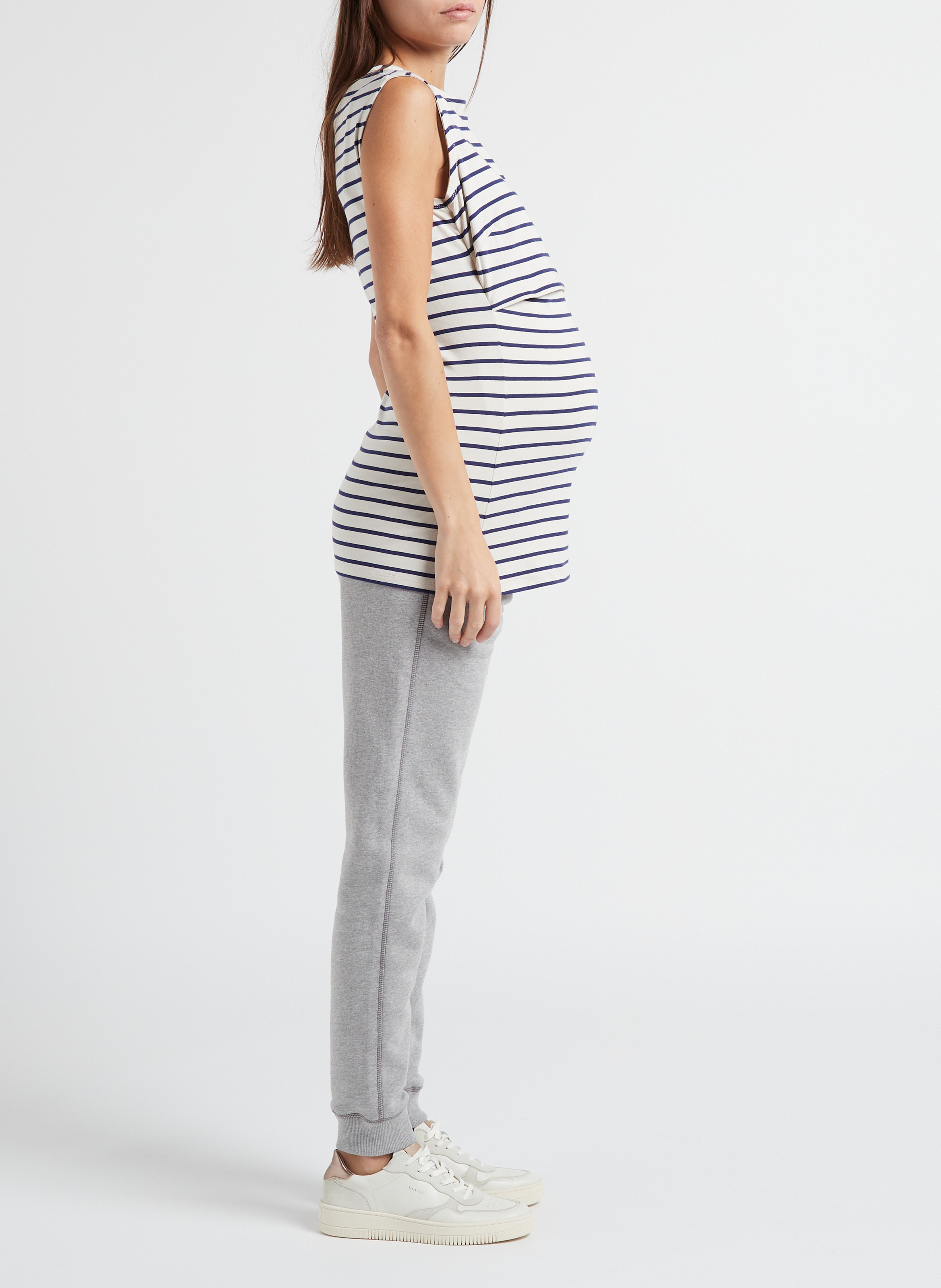 Canotta per allattare collo a barchetta a righe in cotone bio stretch BOOB Multicolore