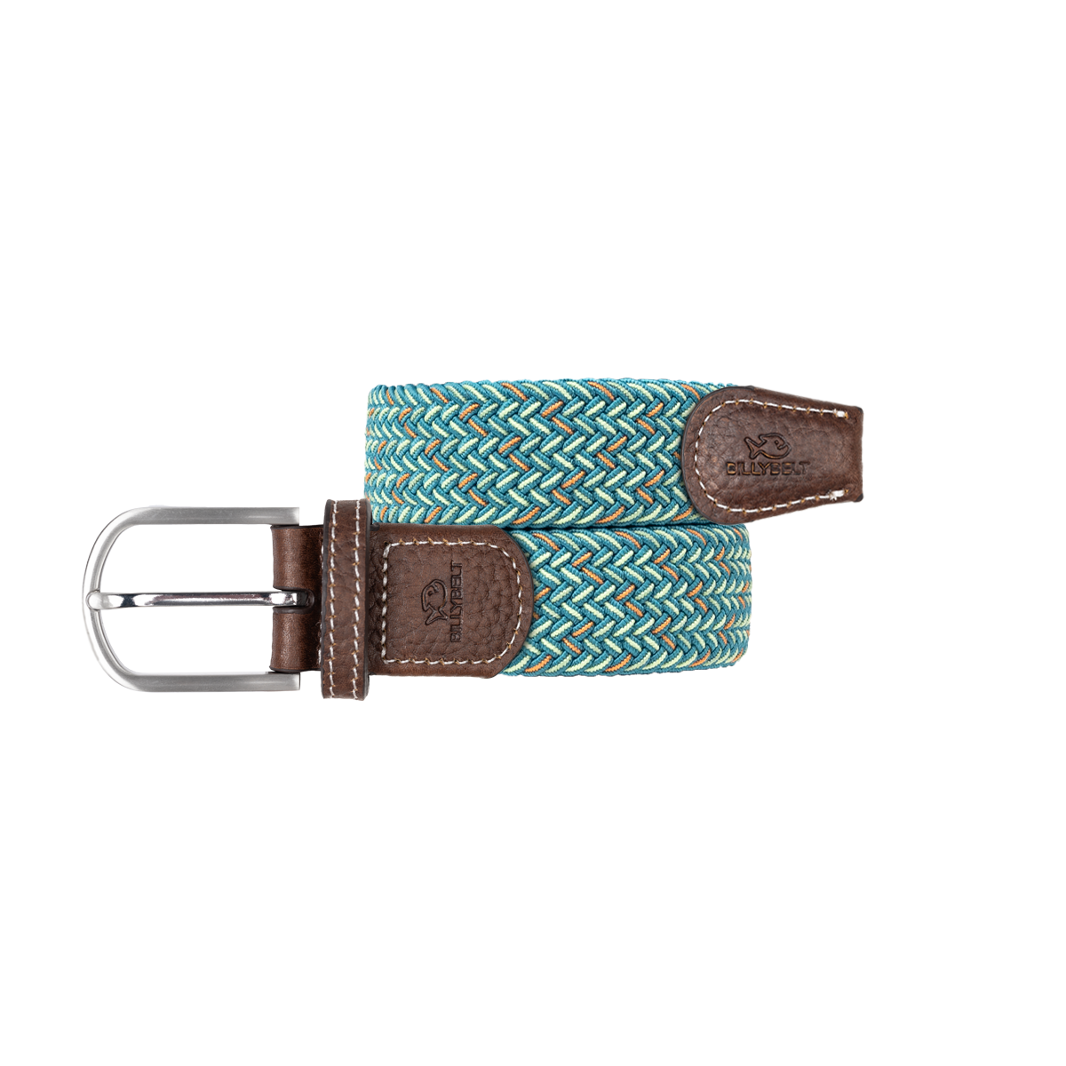Multicolored braided elastic belt BILLYBELT Green