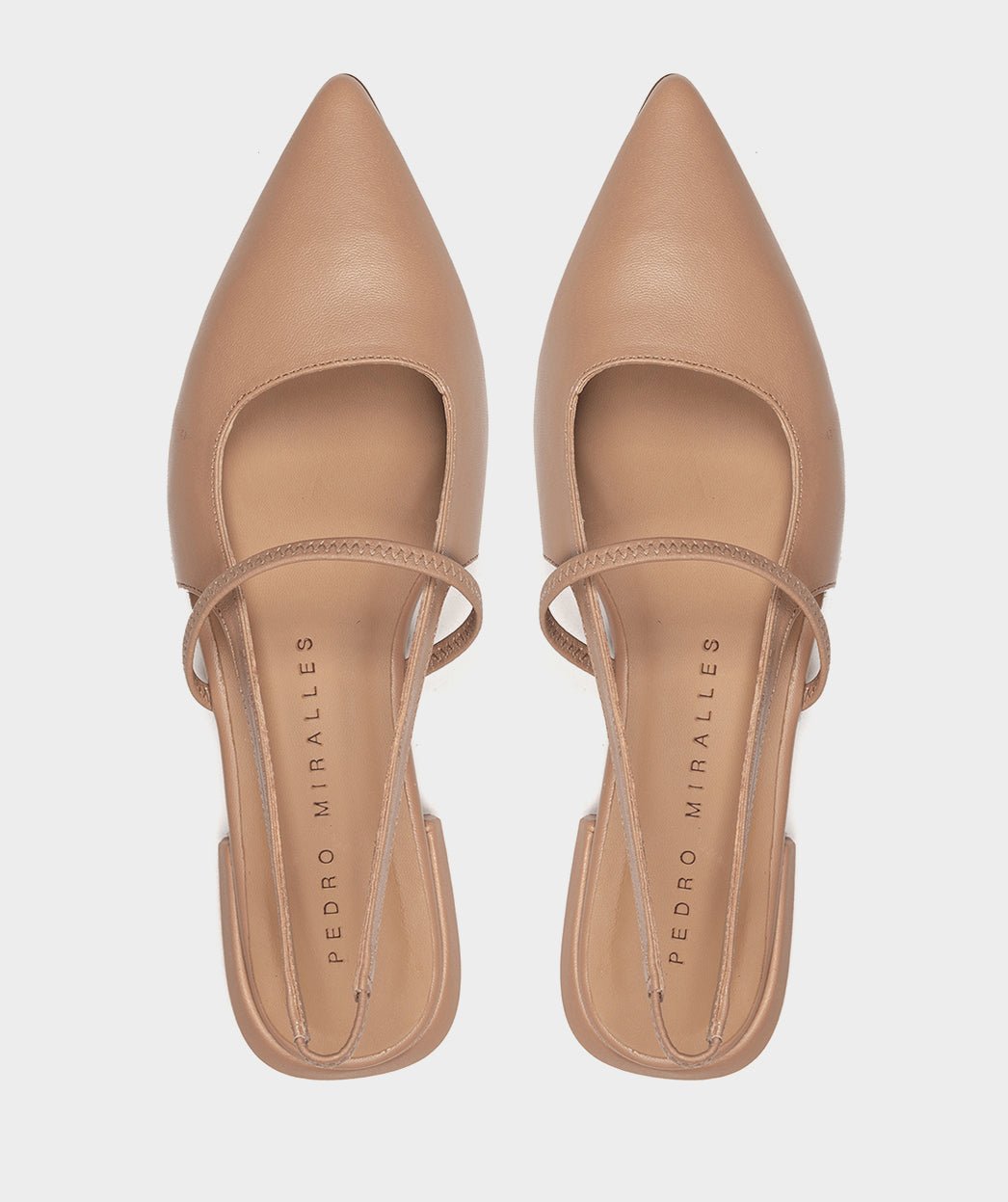Ballet flats in camel leather, open at the heel. PEDRO MIRALLES Brown