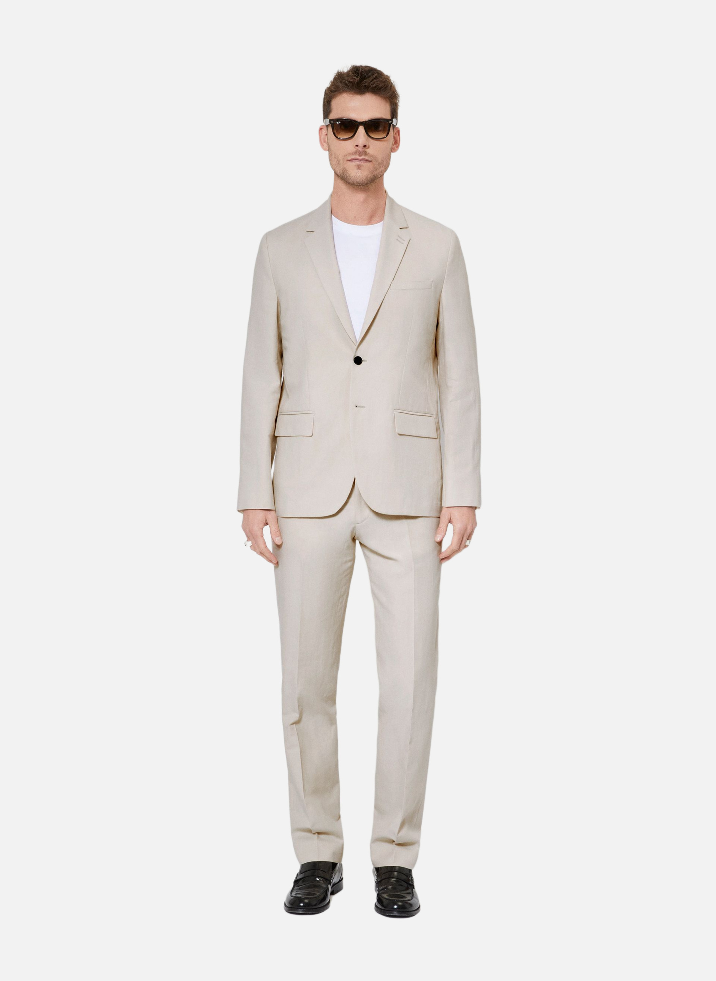 Cotton linen suit jacket THE KOOPLES Beige