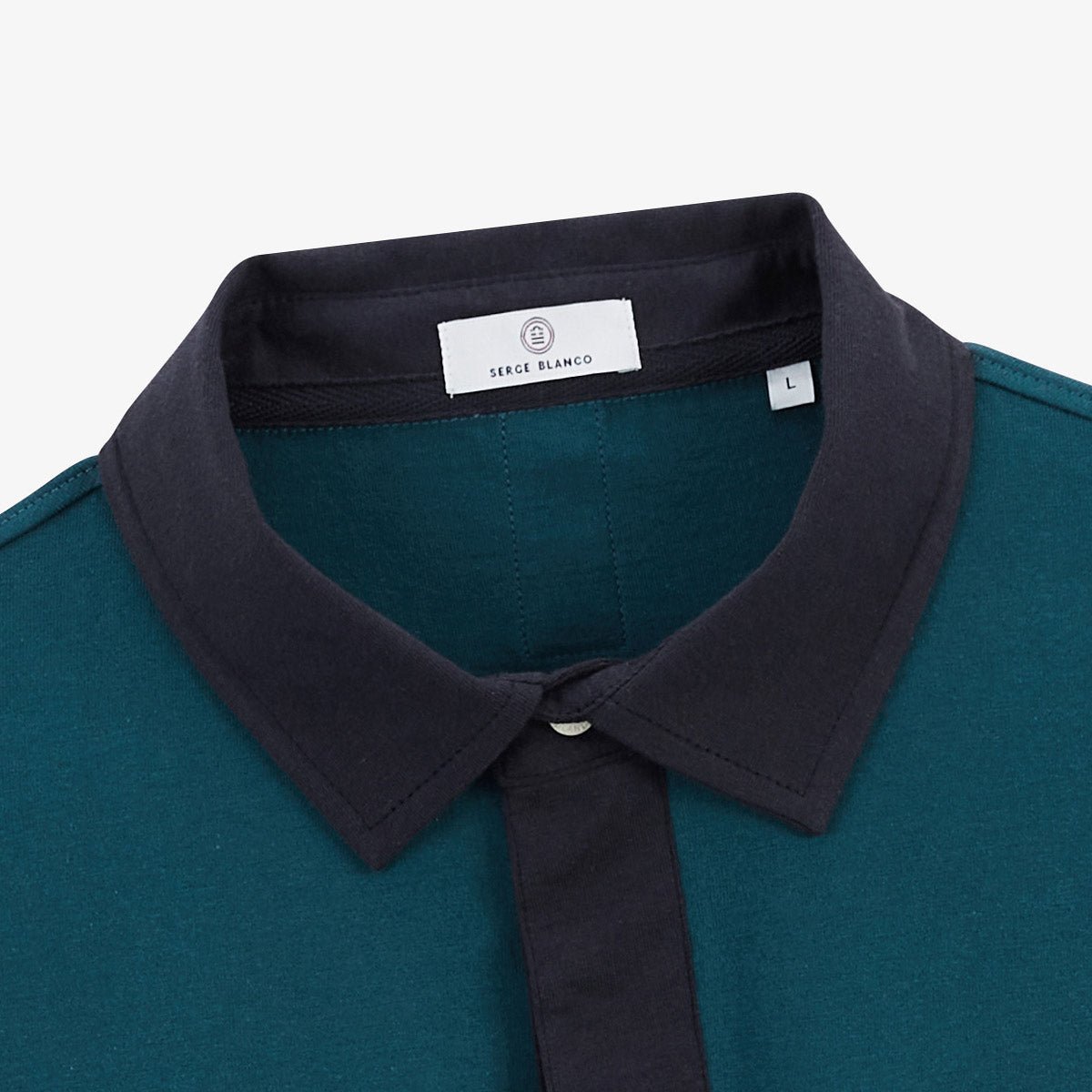 Rugby jersey in cotton with contrasting collar SERGE BLANCO Blue