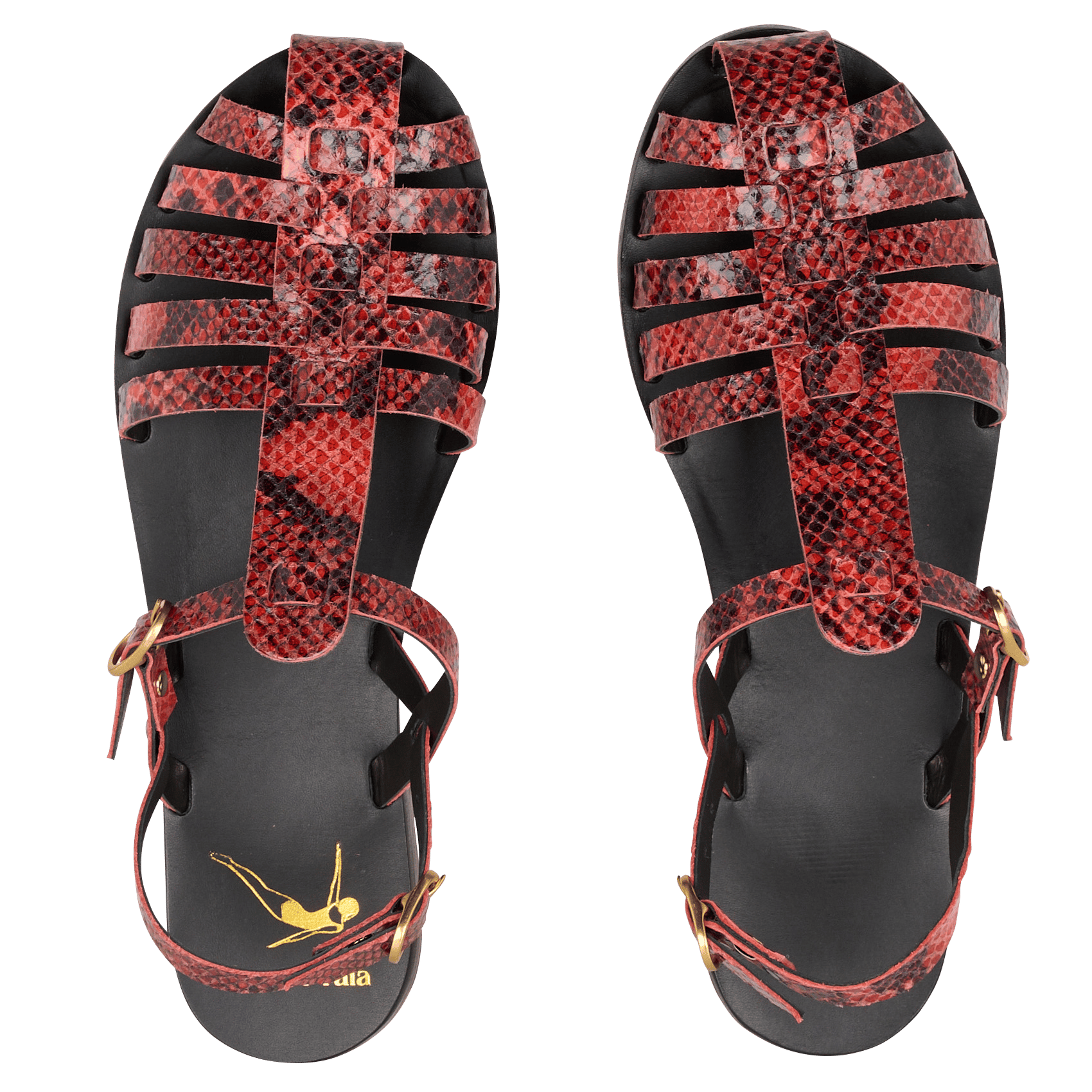 Fisherman sandalen van python-look leer MAMA PRAIA Rood