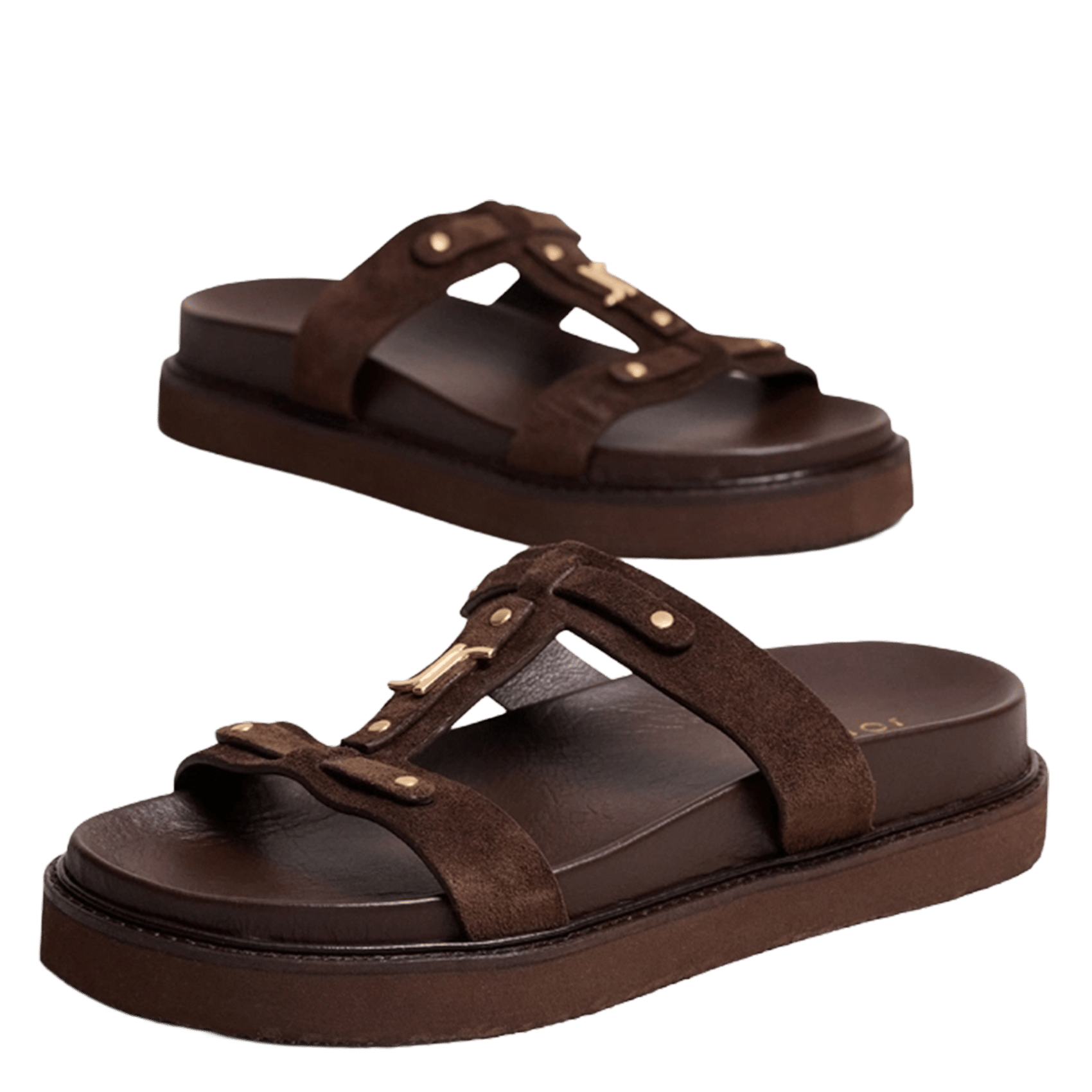 Leren sandalen met plateauzolen JONAK Bruin