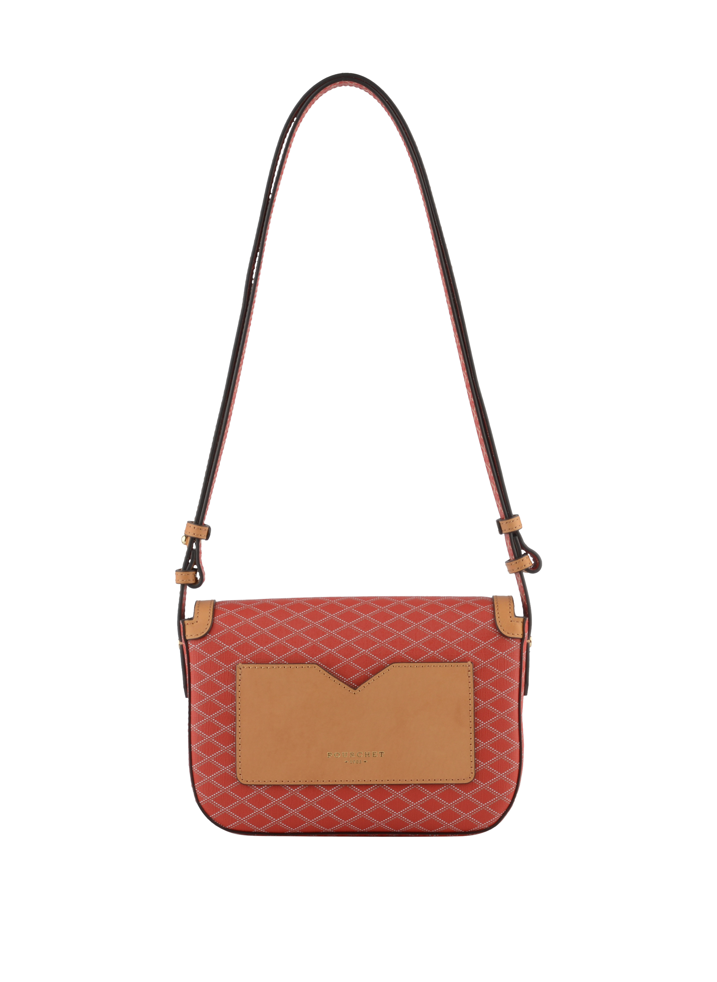 Coated canvas shoulder bag POURCHET Red