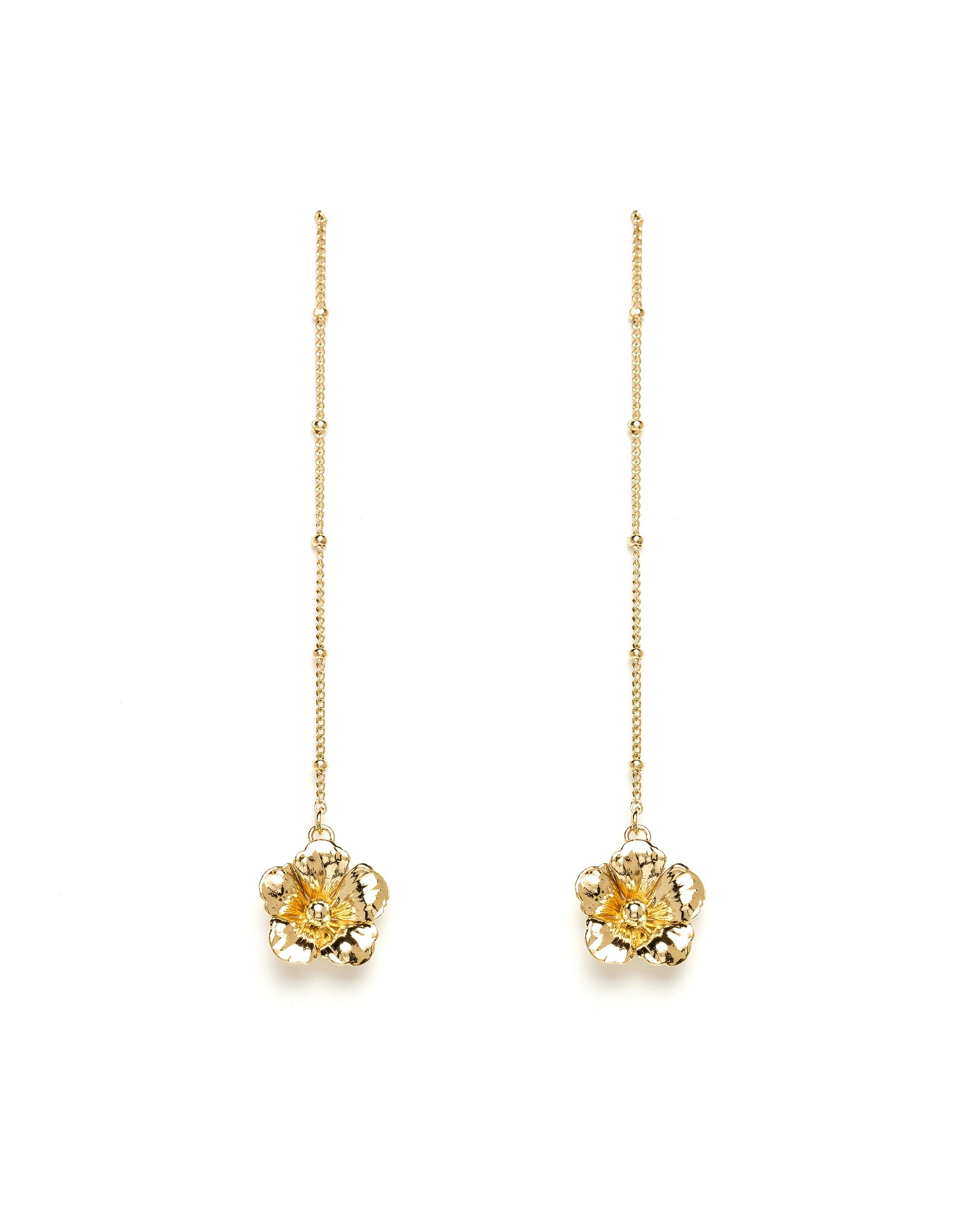 Dangling earrings with gold-plated floral design MONSIEUR SIMONE