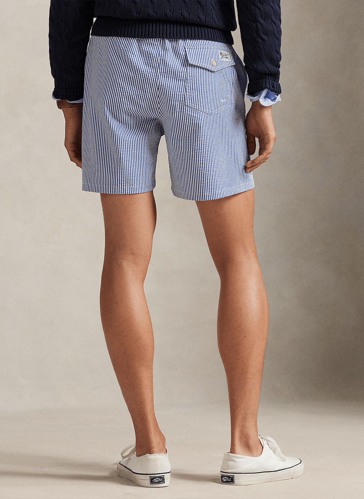 Korte rechte gestreepte broek van katoenmix POLO RALPH LAUREN Blauw