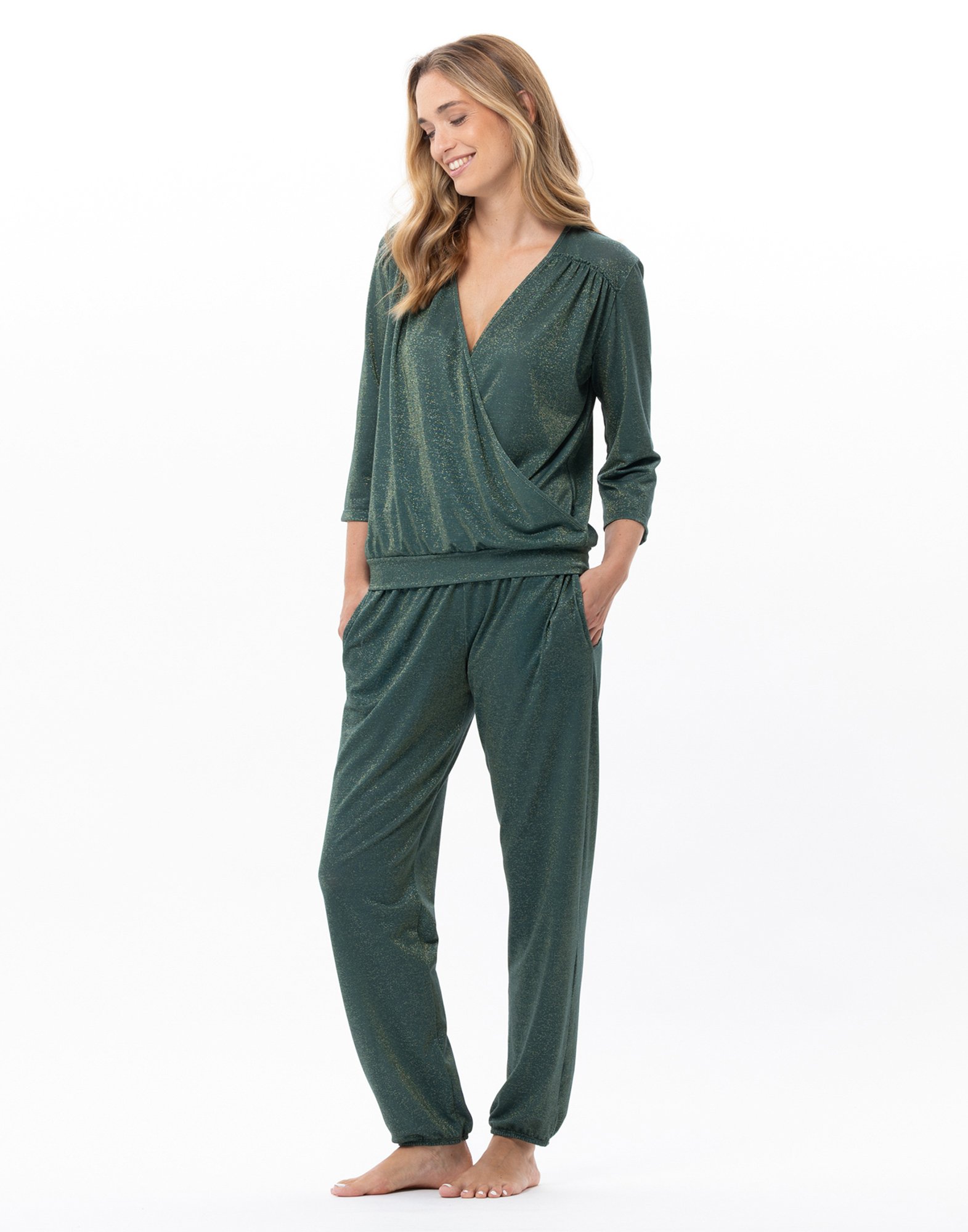 Ensemble homewear en maille lurex LE CHAT Vert