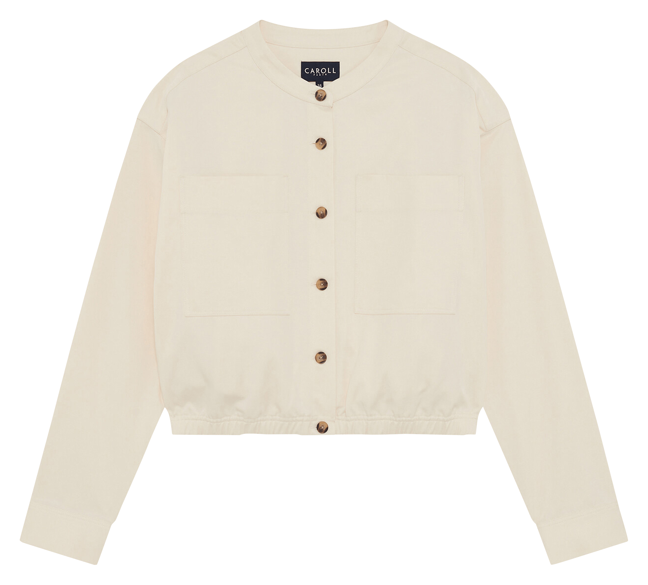 Veste col rond en coton mélangé CAROLL Beige