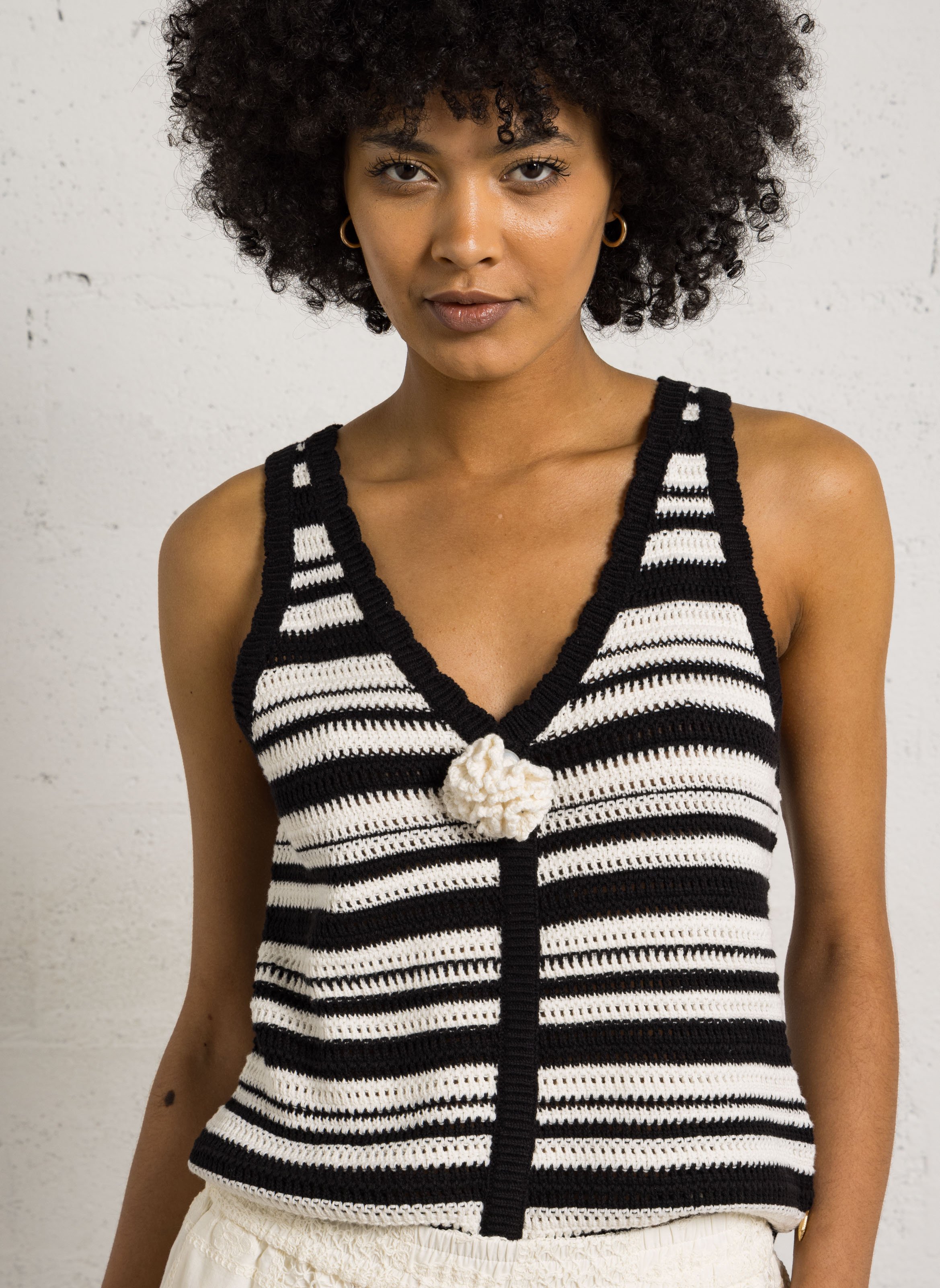 Top en maille en coton bio FABIENNE CHAPOT Noir