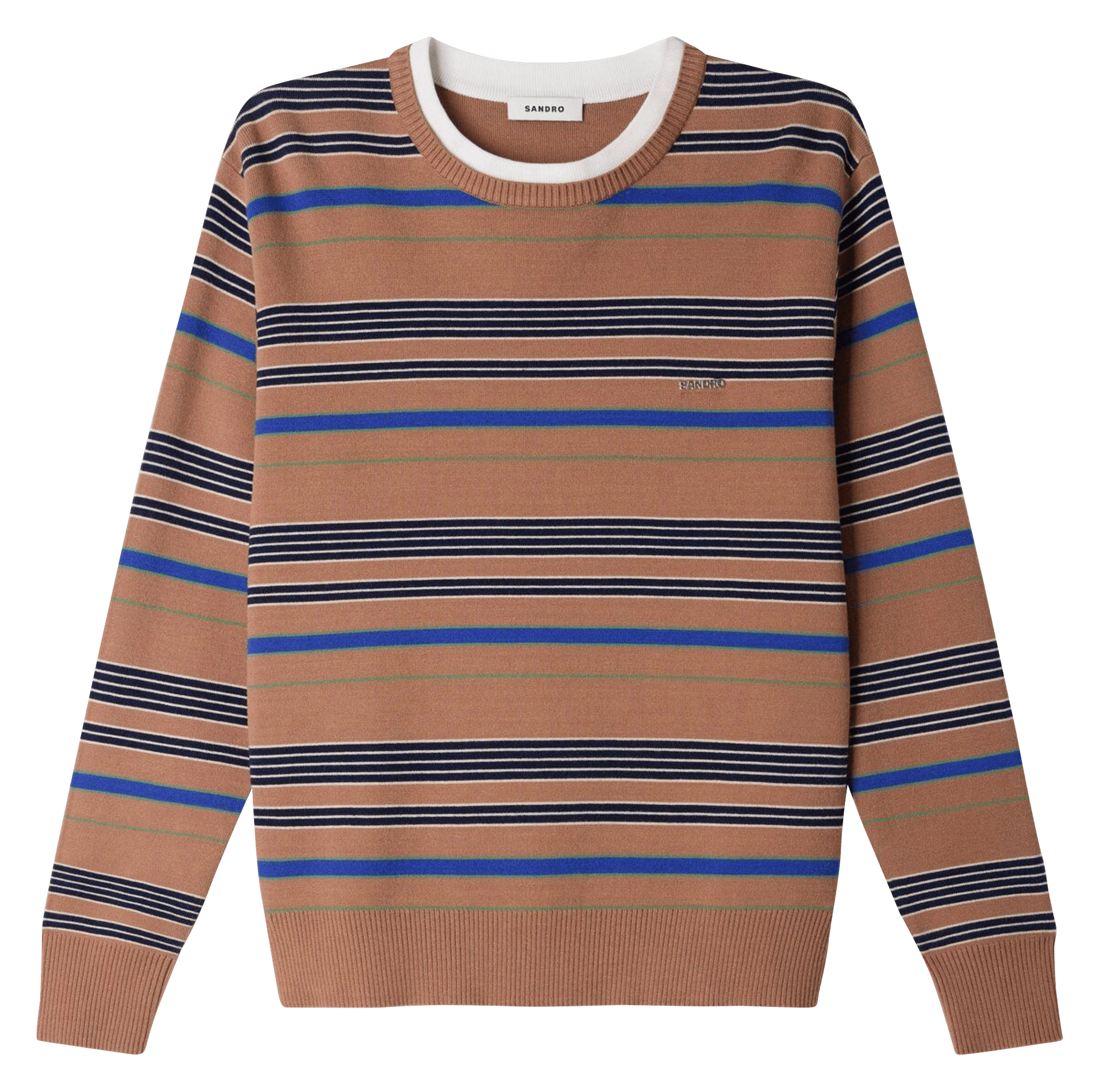 Pull col rond rayé SANDRO Marron