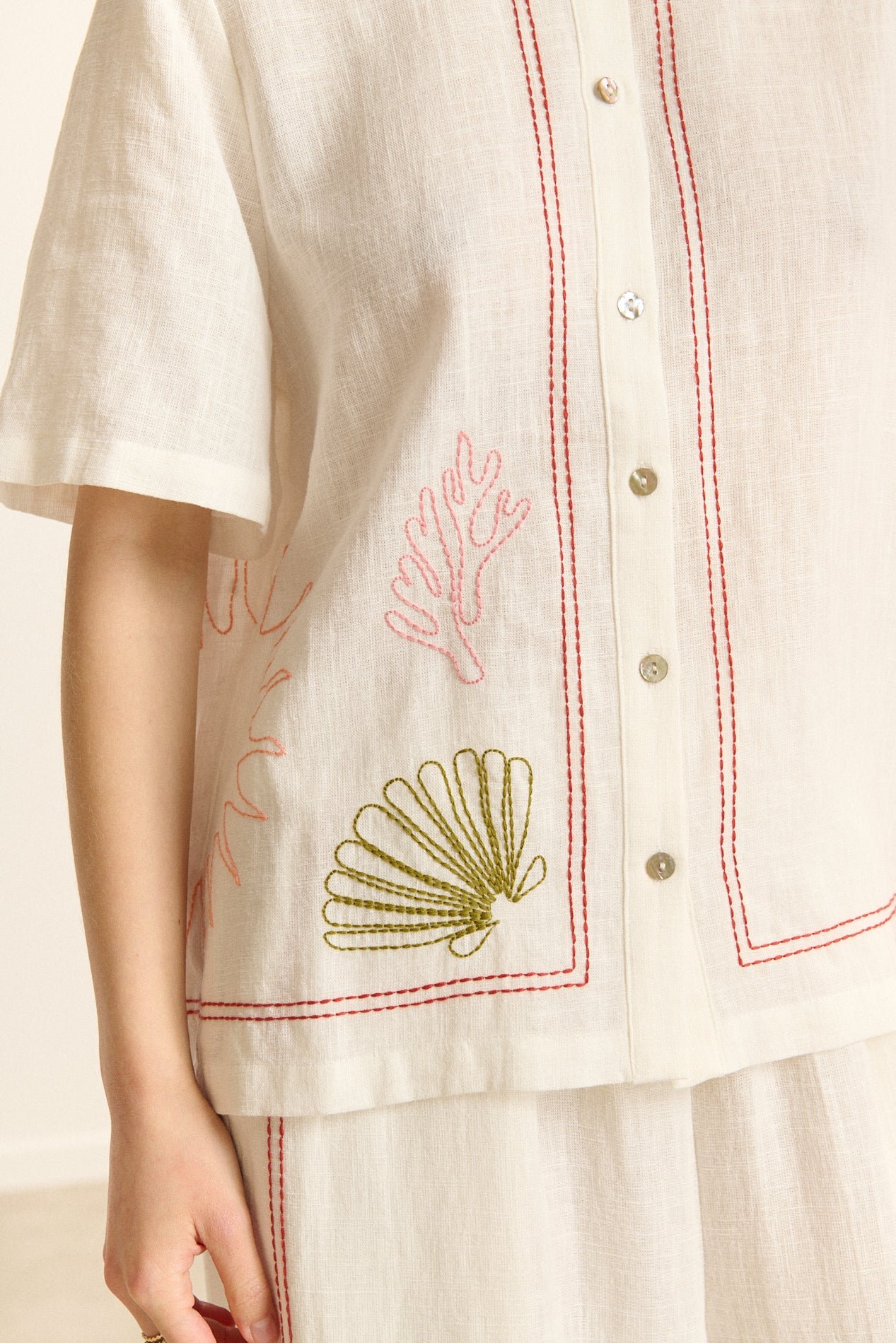 Short-sleeved embroidered shirt GARANCE PARIS White