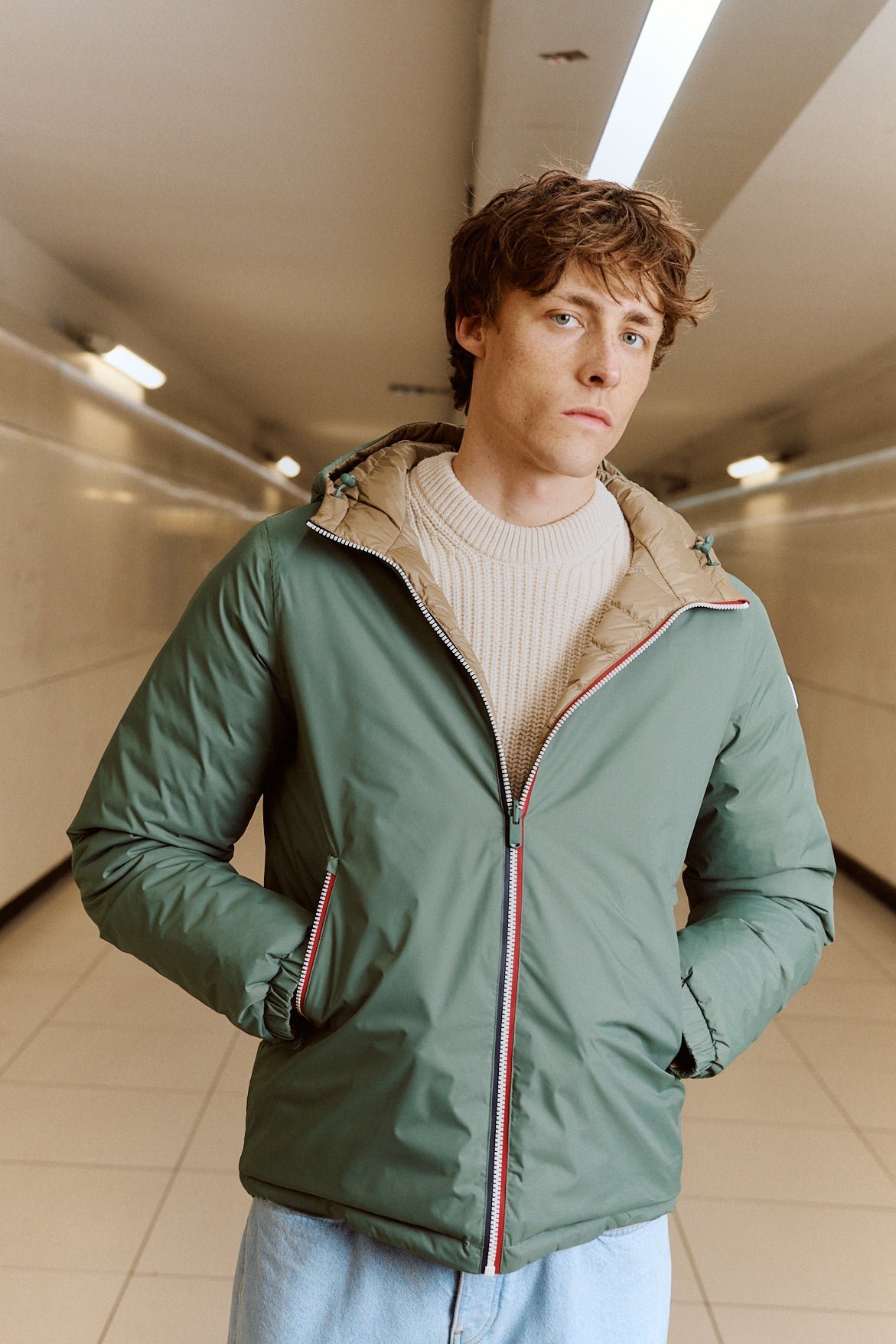 Reversible down jacket [color]/bluestone brummen JOTT Green