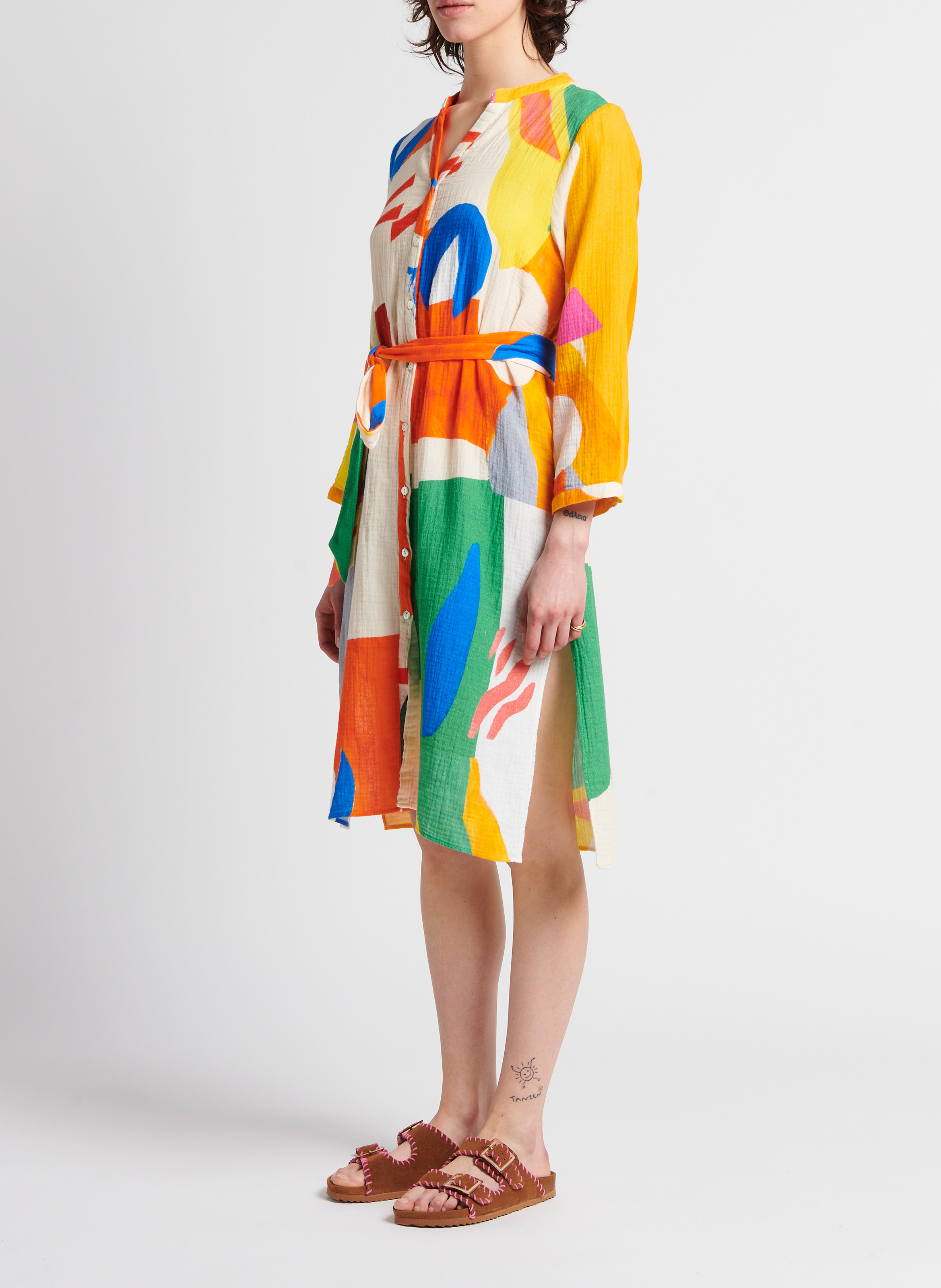 Printed cotton midi shirt dress G.KERO Multicolored