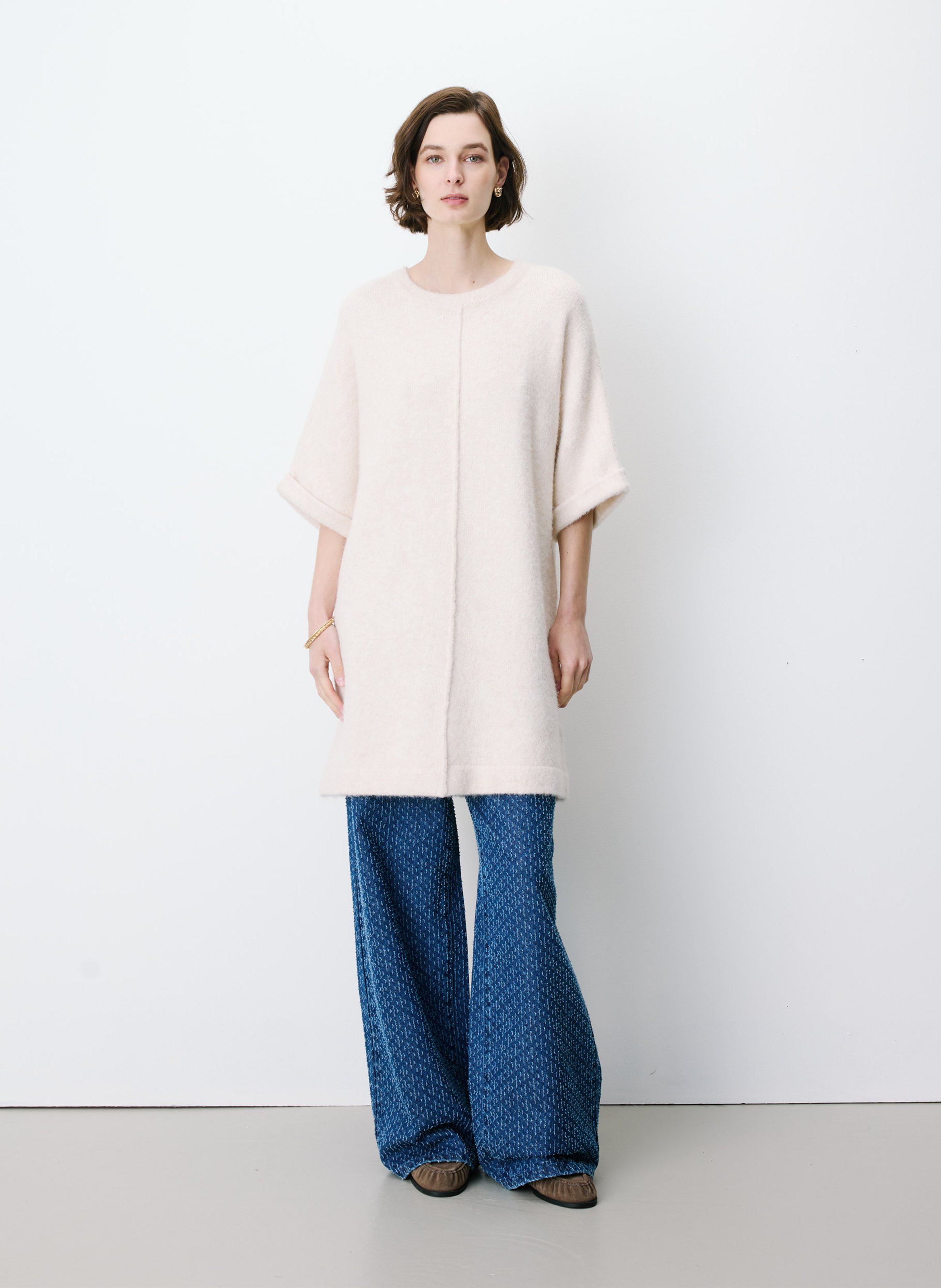 Korte jurk van gebreide stof GRACE ET MILA Beige