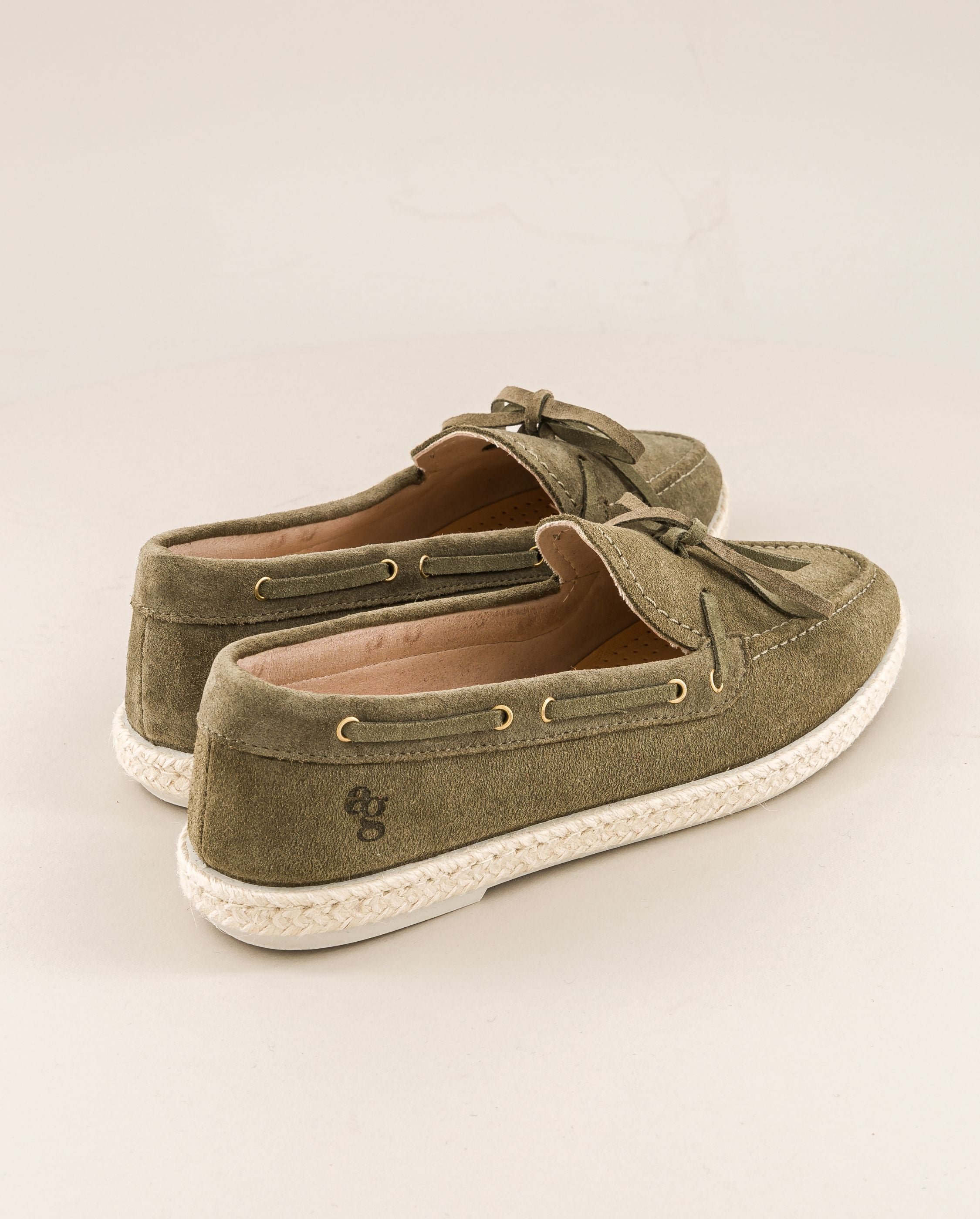 Betty women's boat moccasin, khaki leather ANGARDE Khaki