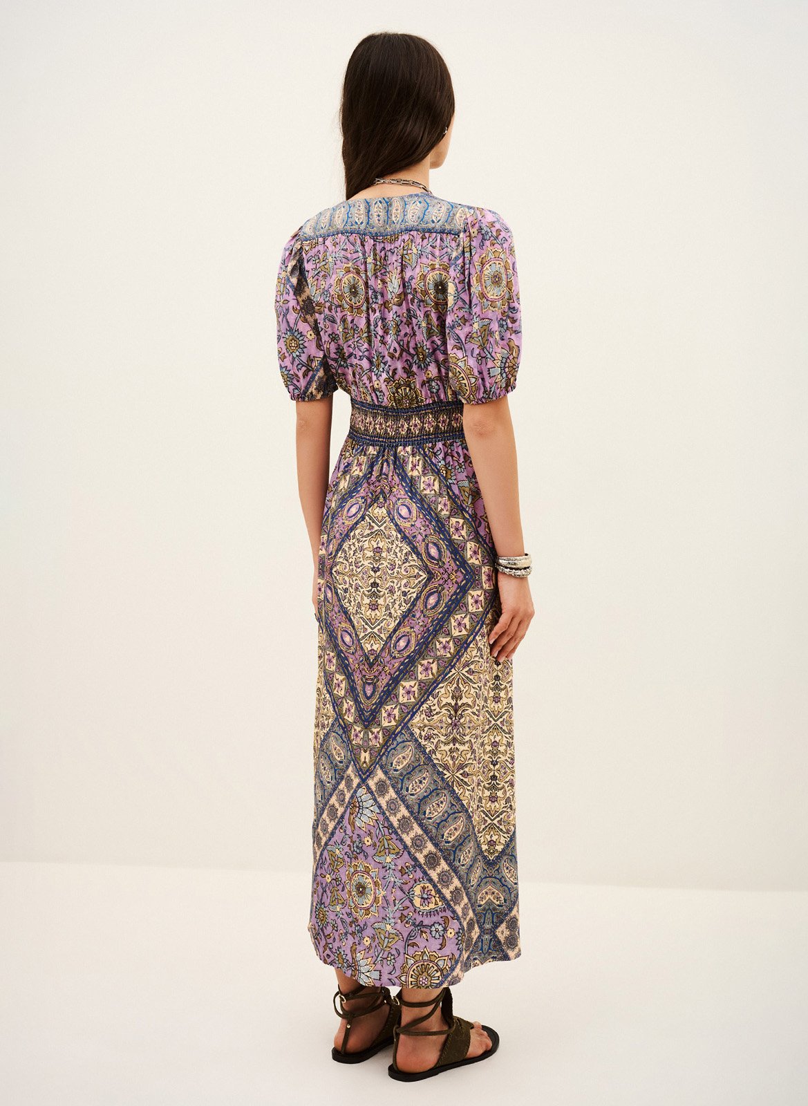 Lange jurk met V-hals en print BA&SH Violet