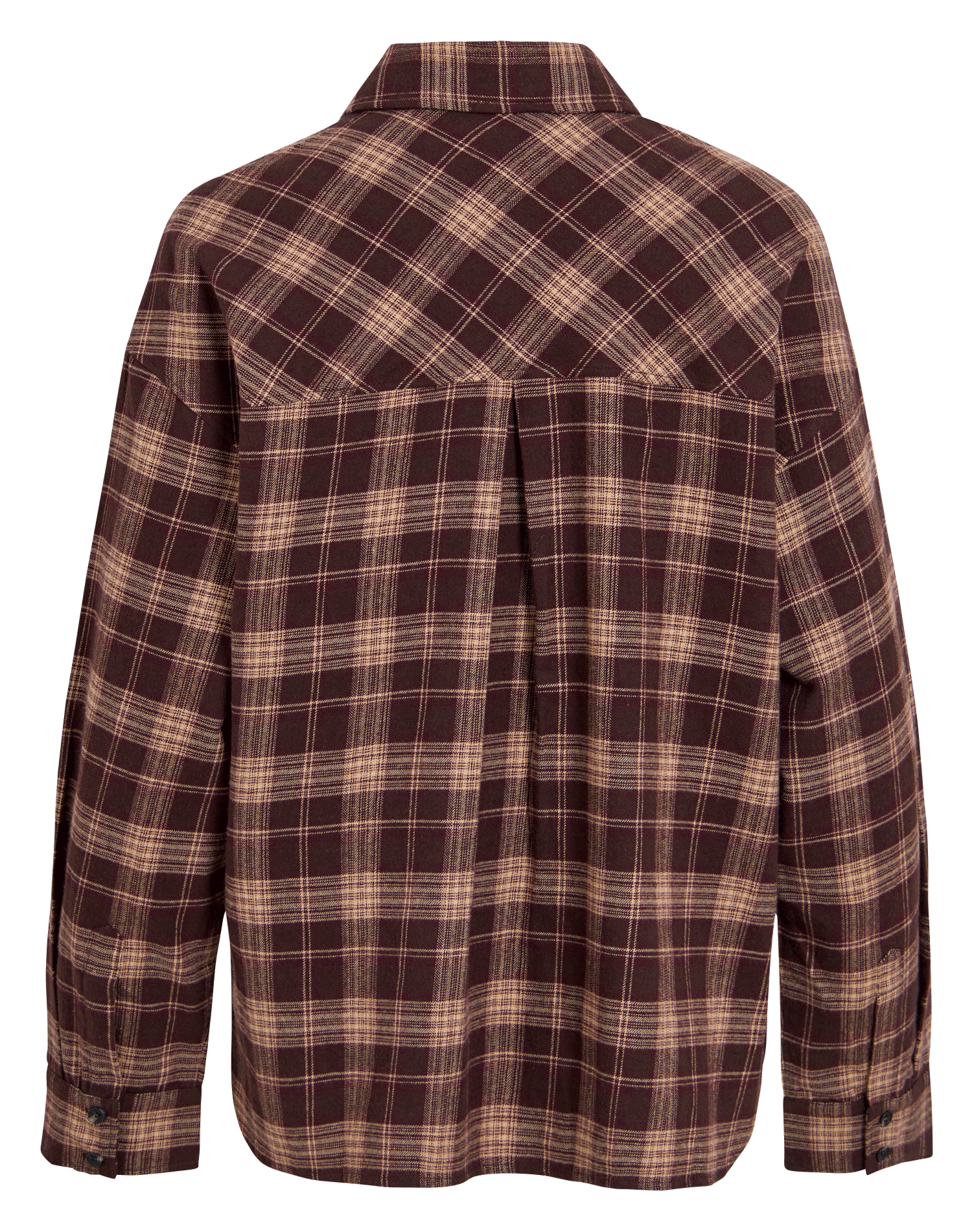 Chemise droite col classique en coton à carreaux VILA Marron