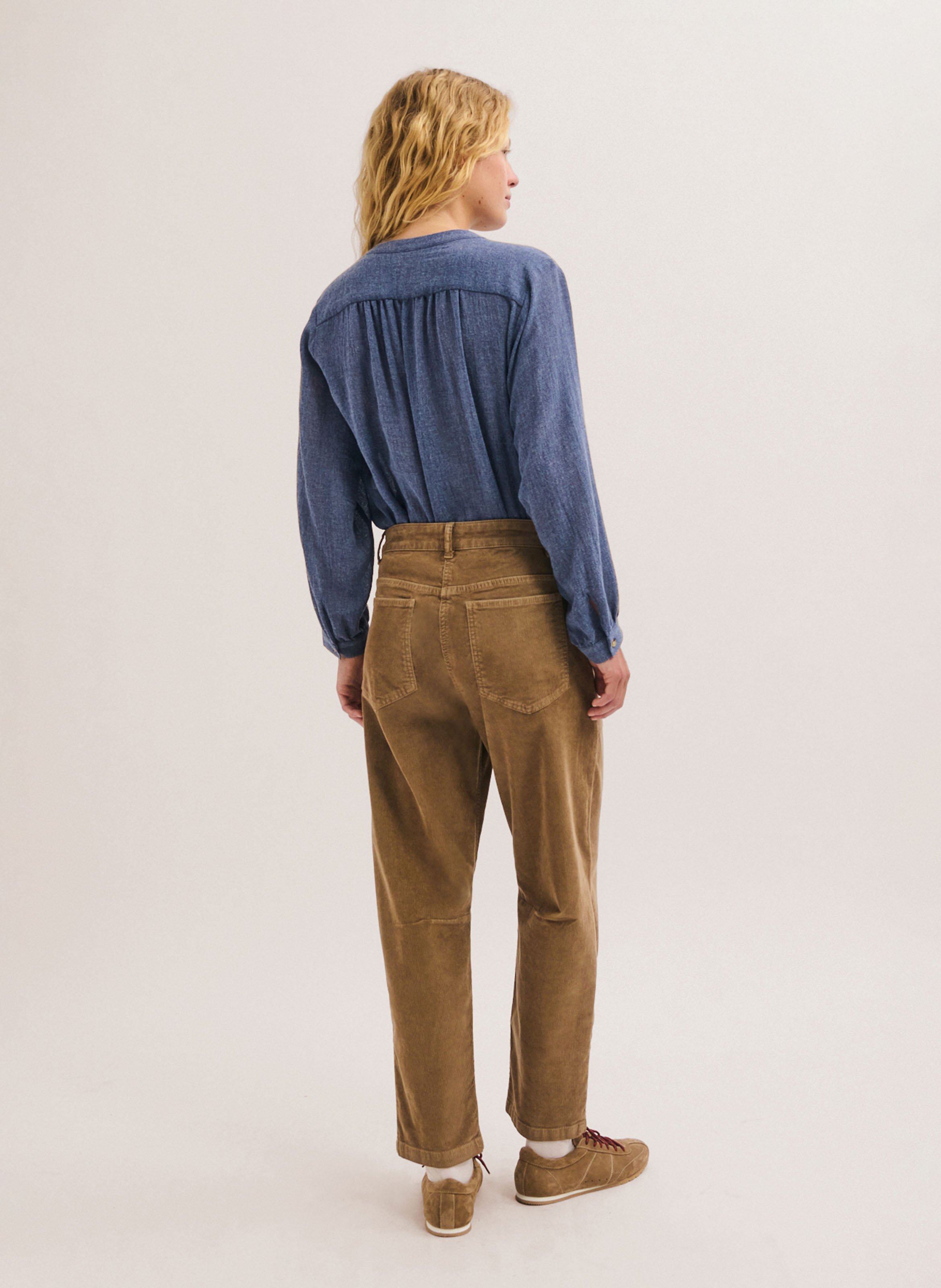Velvet barrel pants PABLO Beige