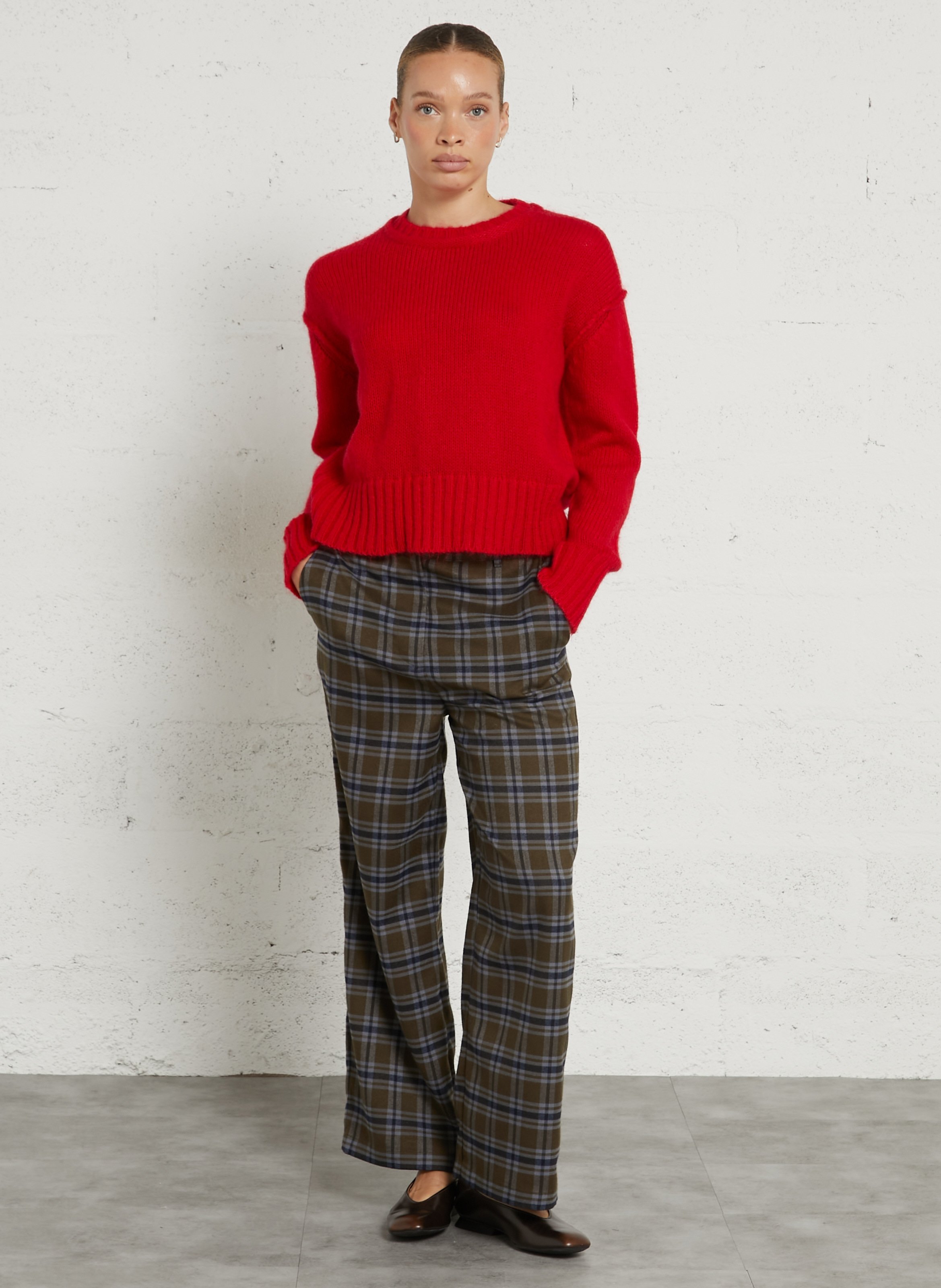 Pull col rond en laine mélangée BELLA JONES Rouge