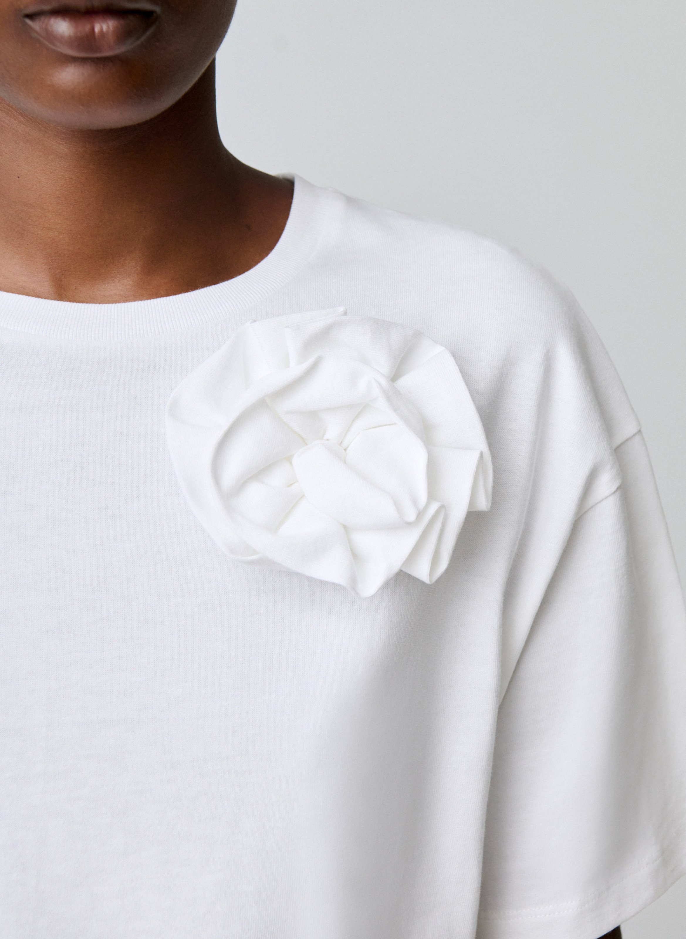 Oversized, katoenen T-shirt met ronde hals CLAUDIE PIERLOT Beige