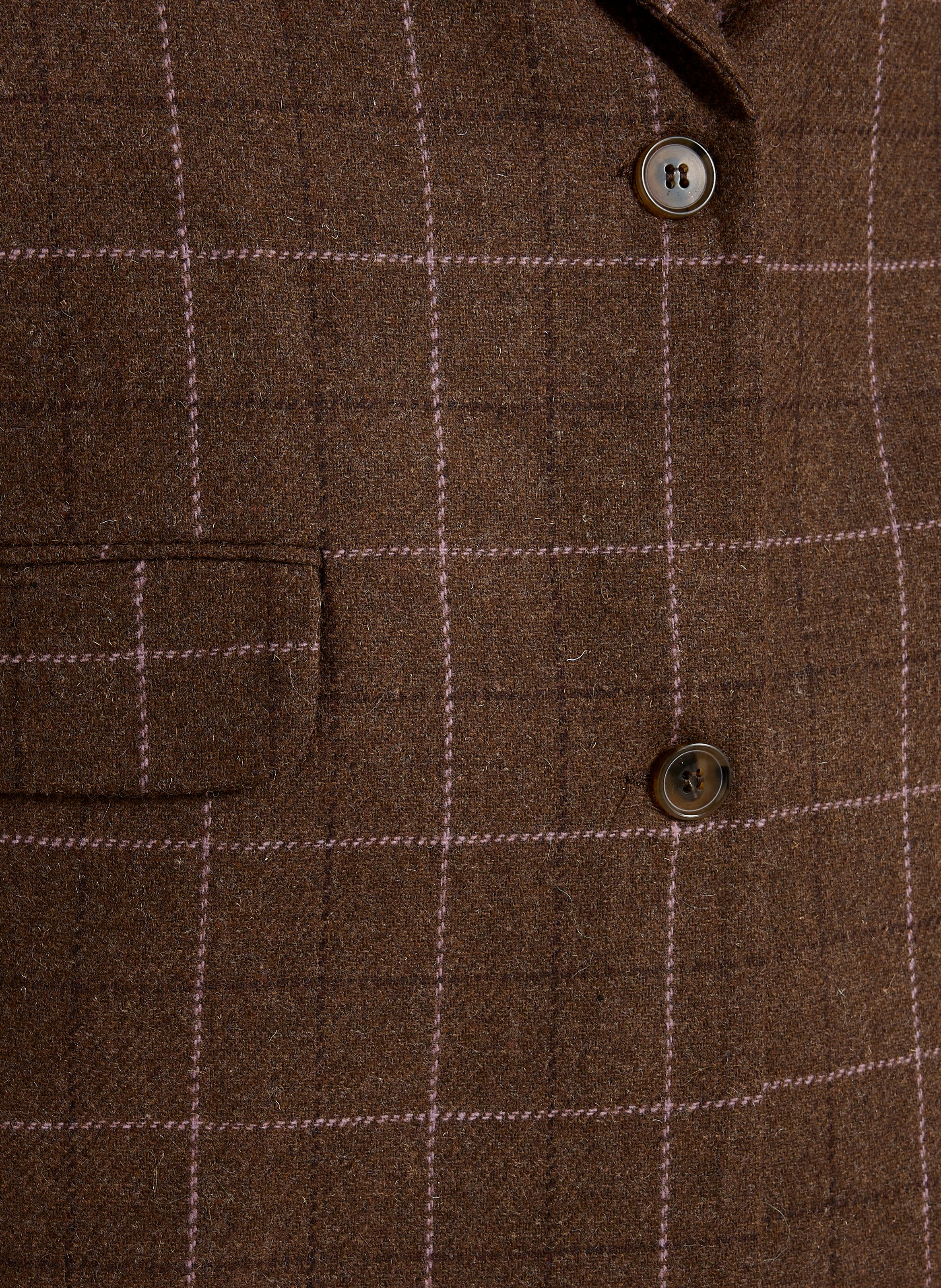 Weite Wollkarojacke mit Reverskragen DES PETITS HAUTS Braun