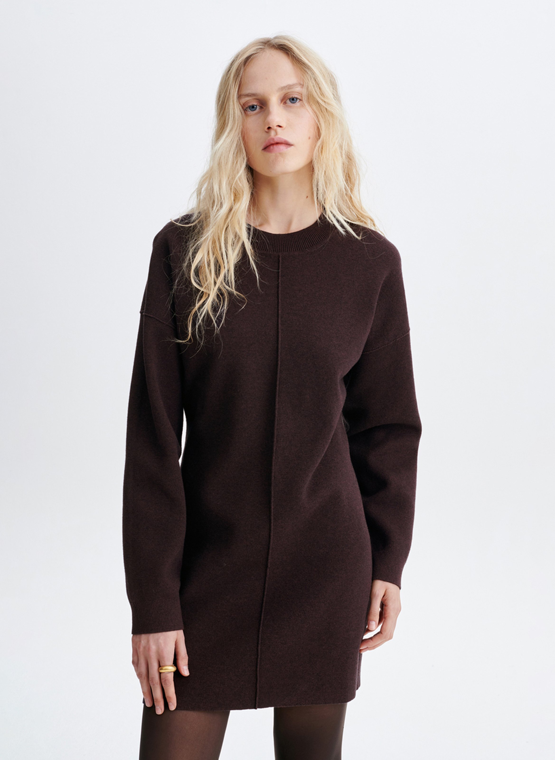 Short wool-blend sweater dress | Brown VANESSA BRUNO Women