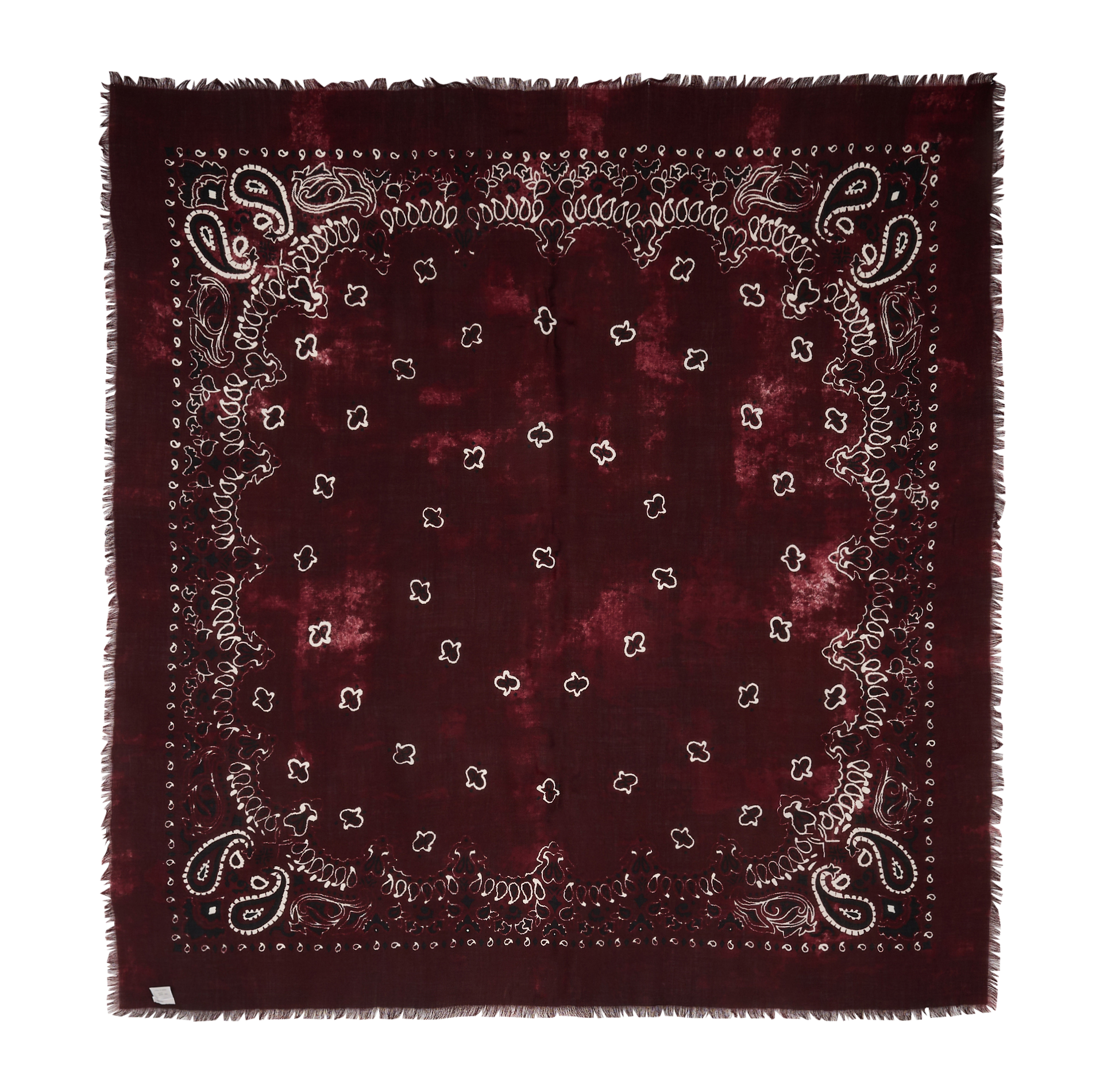Printed wool scarf with fringes DESTIN Red