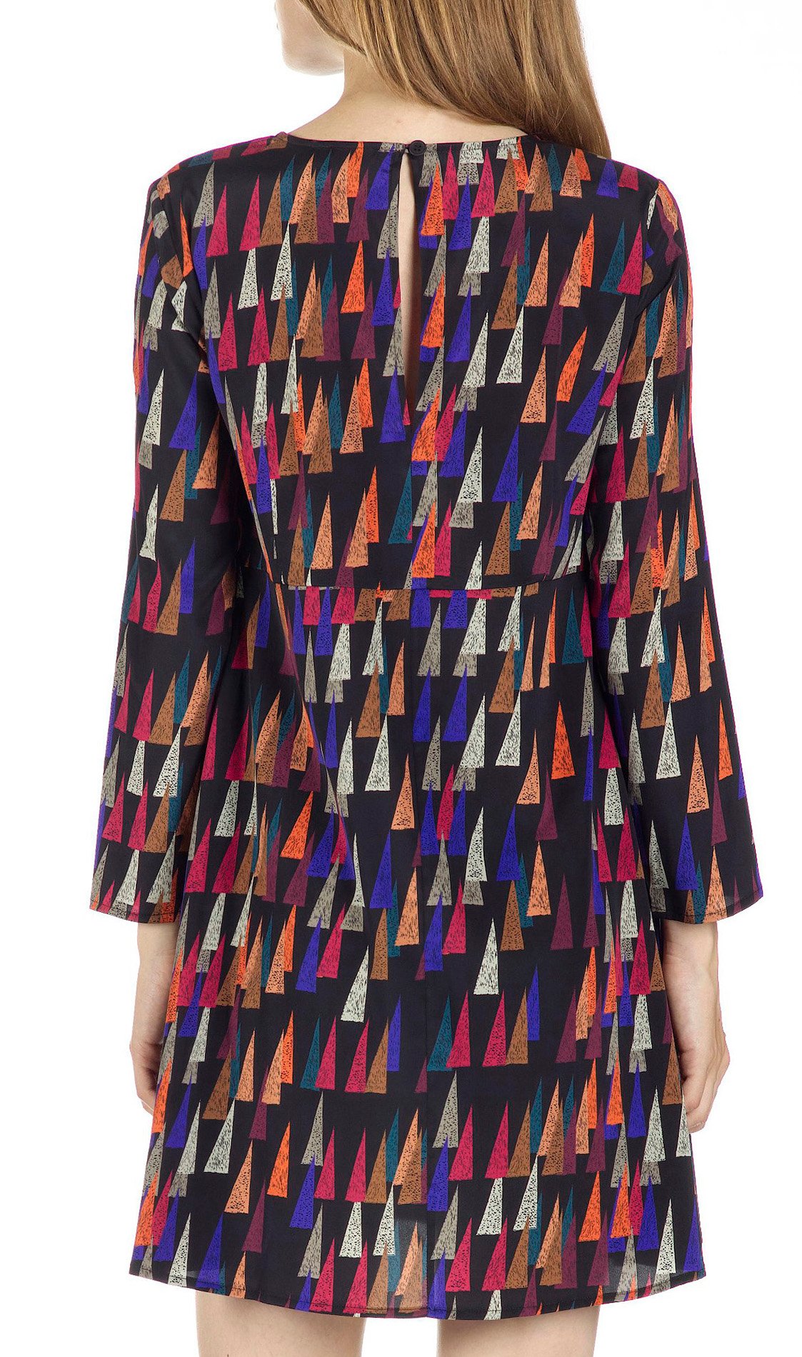 Robe courte évasée et imprimée en soie ATTIC AND BARN Noir