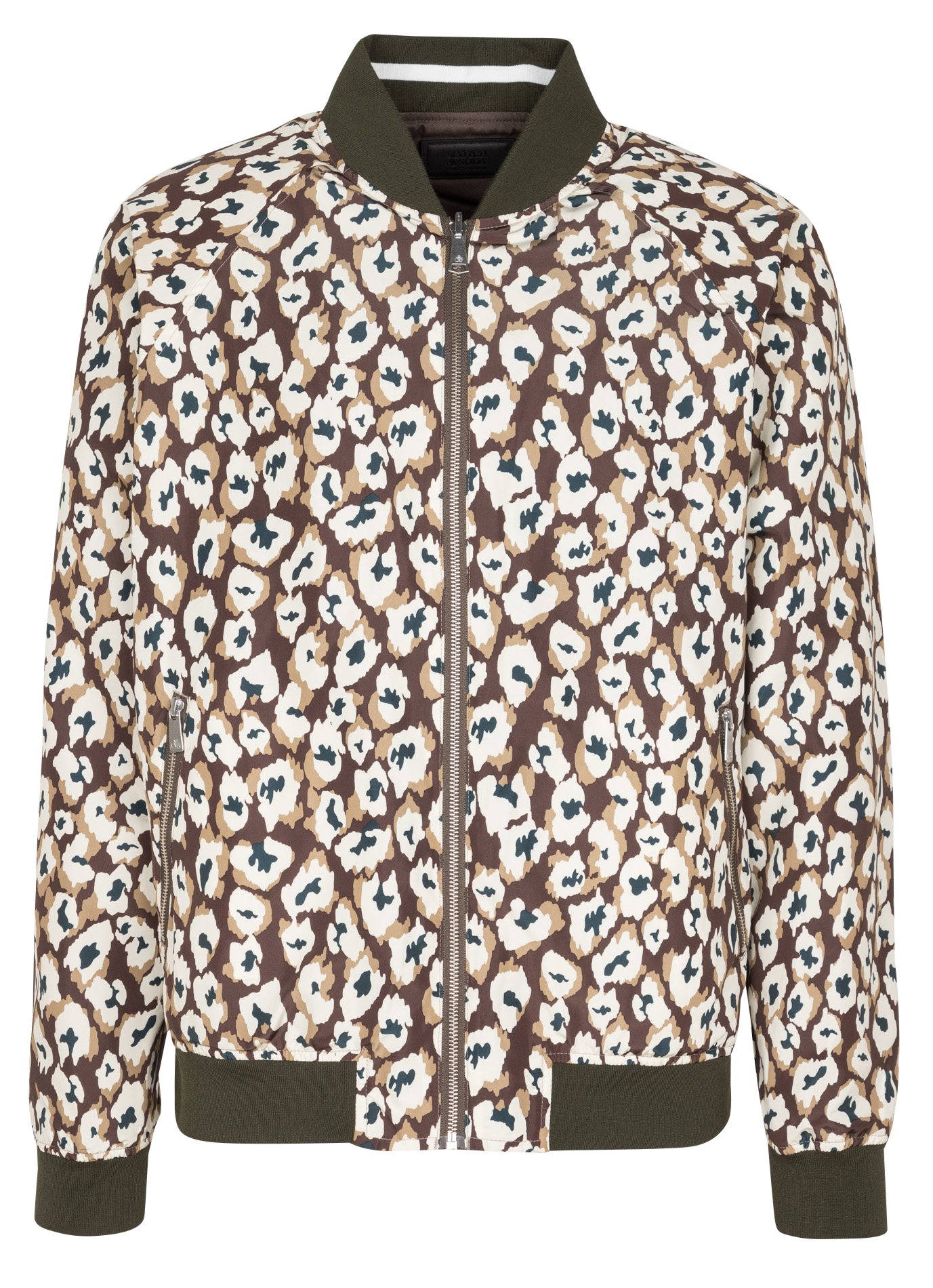 Blouson col rond à imprimé léopard réversible SCOTCH AND SODA Kaki