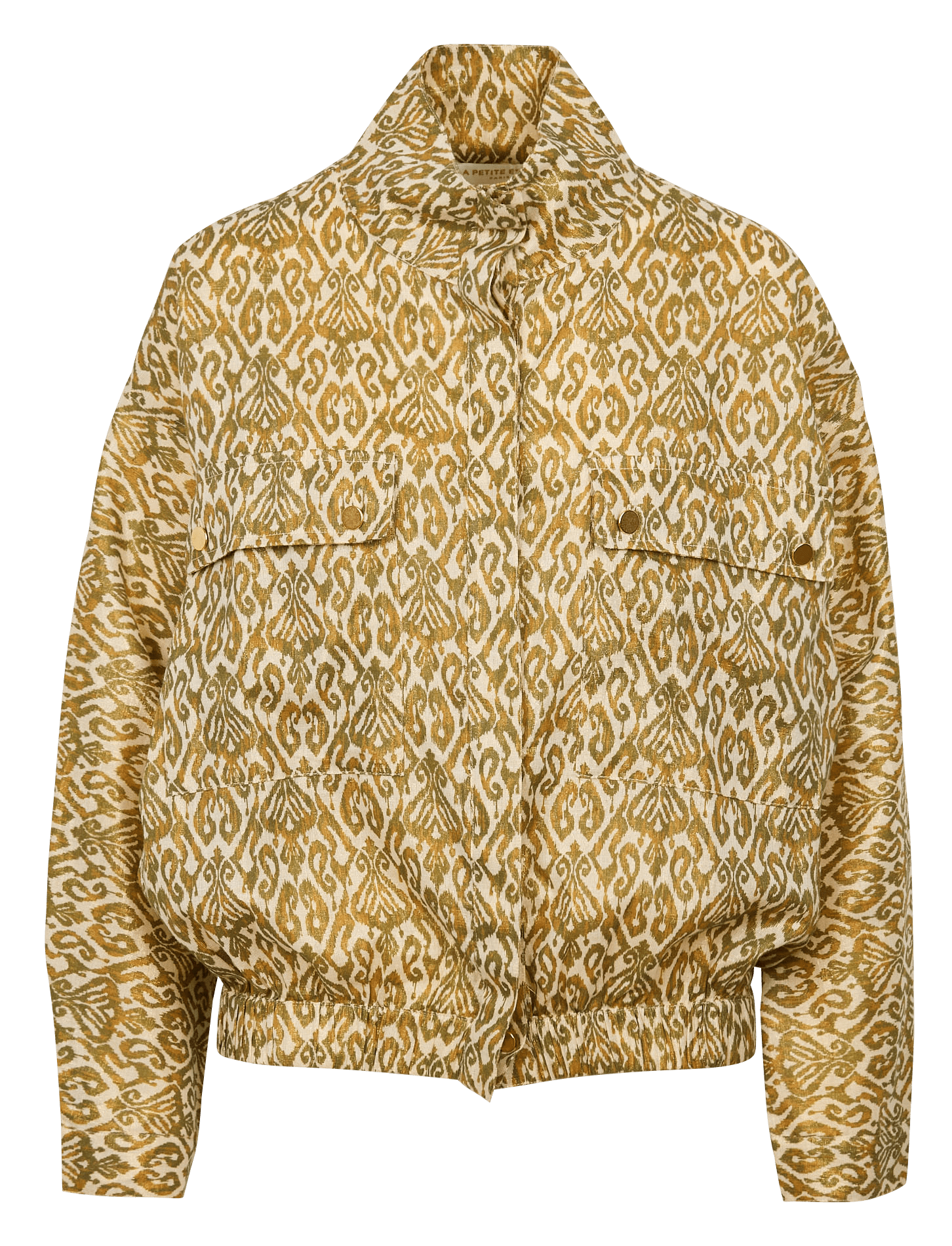 Veste droite imprimée à col montant en coton LA PETITE ETOILE Kaki