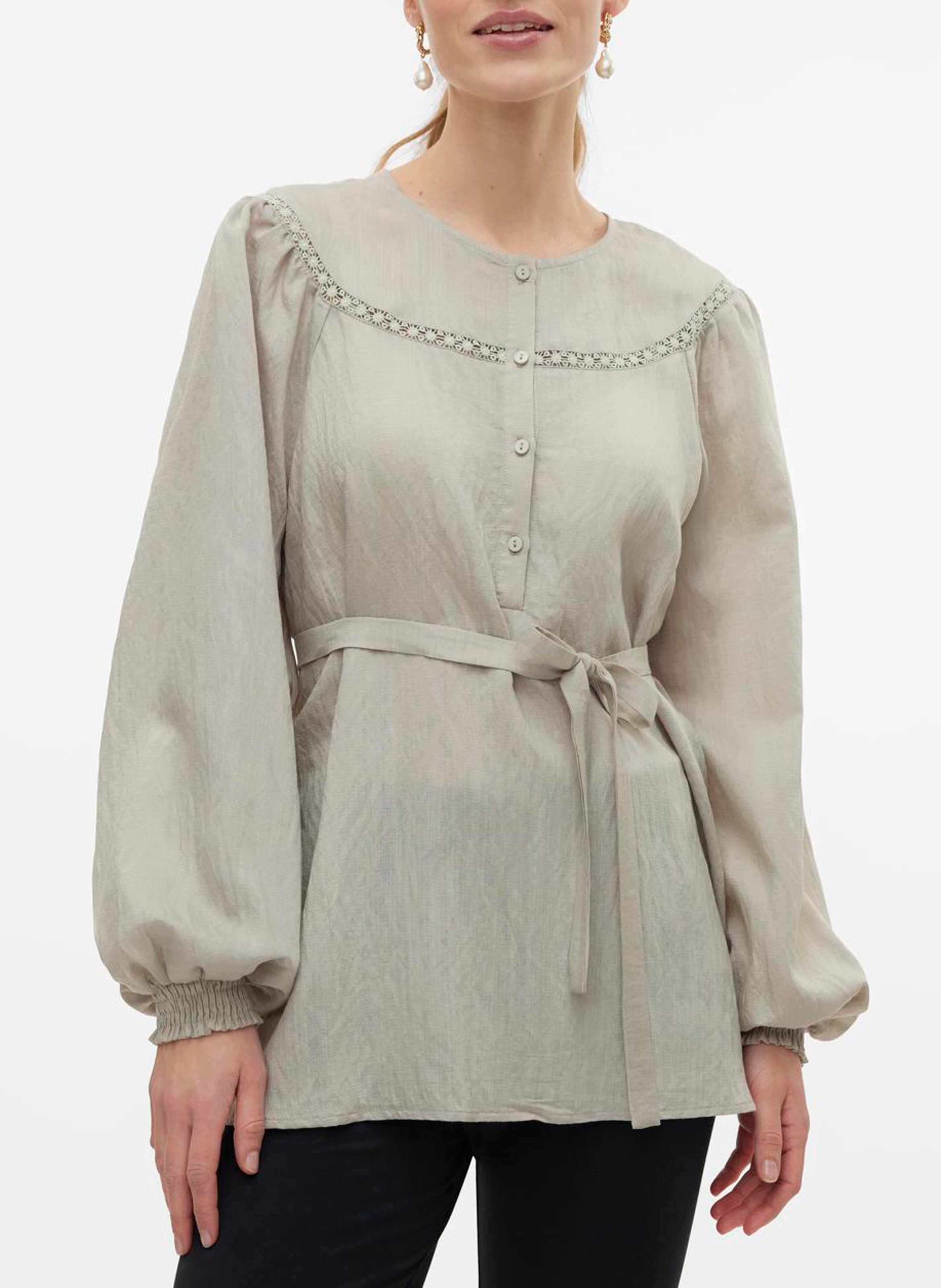 Blouse droite de grossesse col rond  MAMALICIOUS Gris