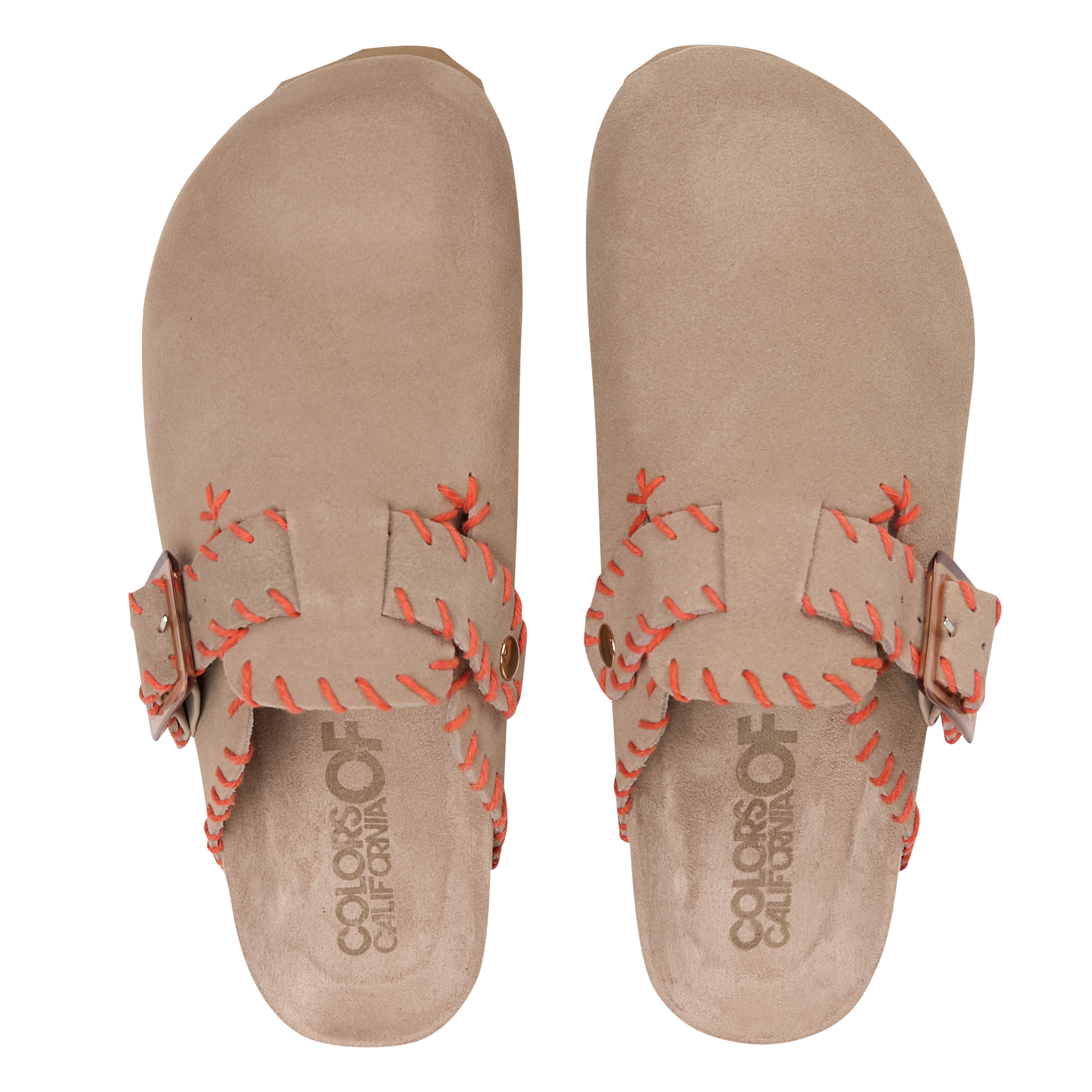 Muil met stiksels in suède leer COLORS OF CALIFORNIA Beige