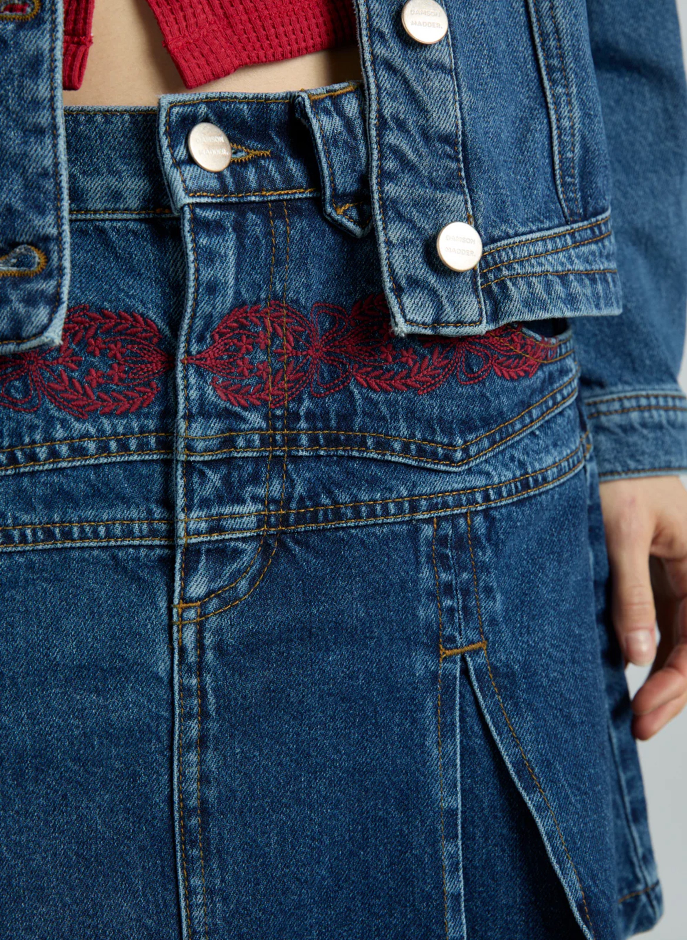 Flared short denim skirt DAMSON MADDER Blue