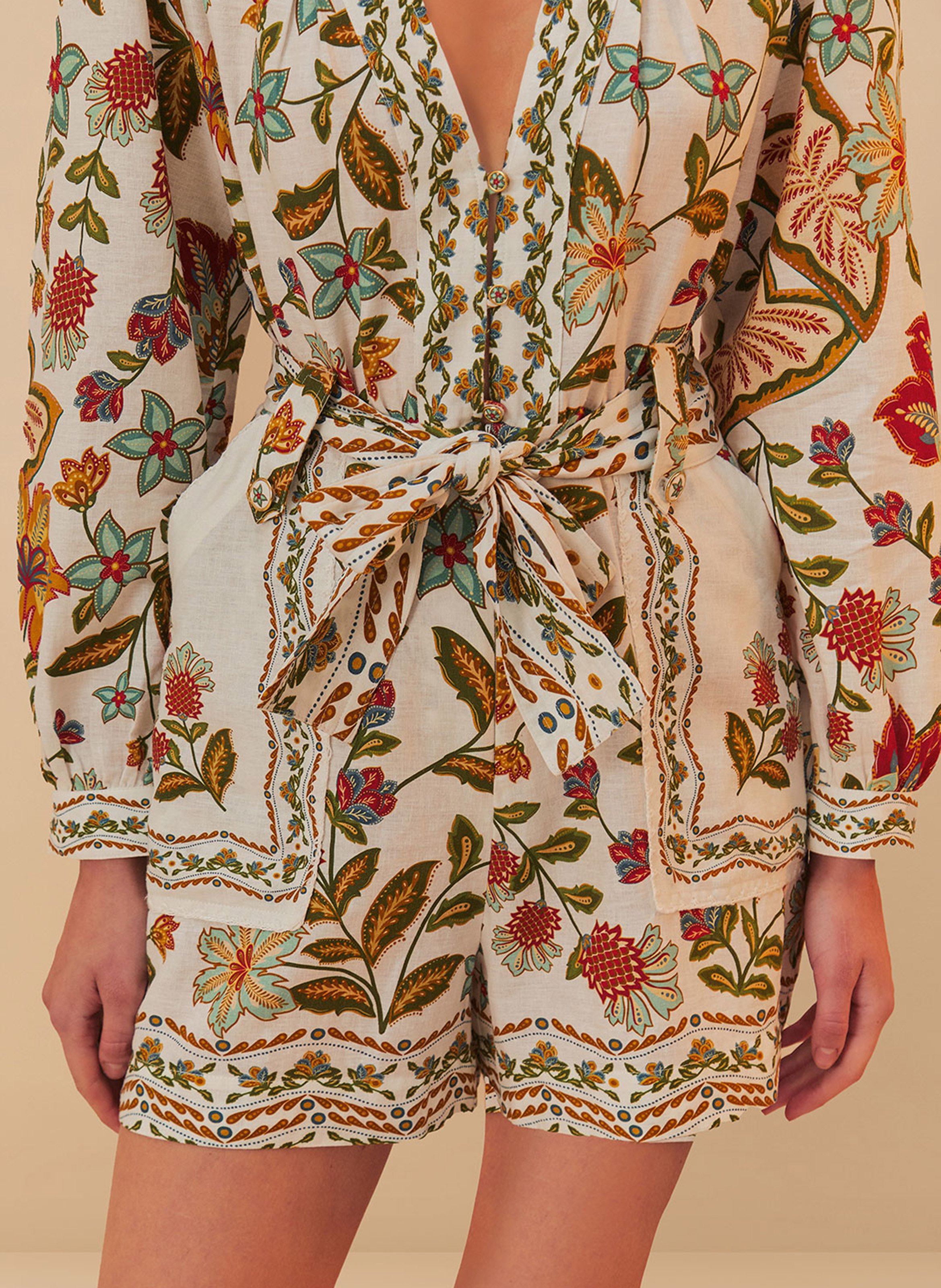 Combi short col tunisien à imprimé végétal FARM RIO Multicolore
