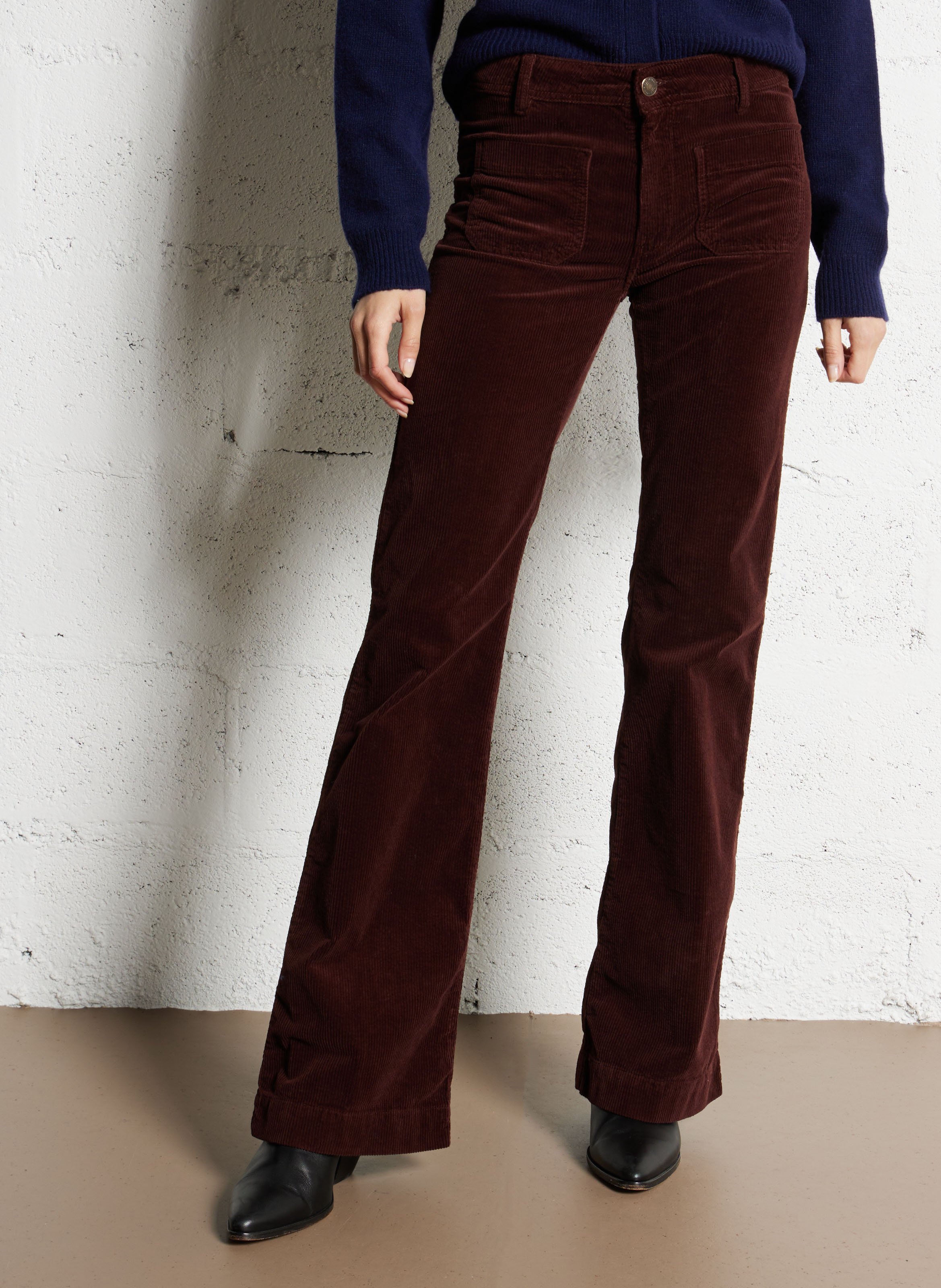 Broek van katoenmix met olifantenpijpen ACQUAVERDE Bruin