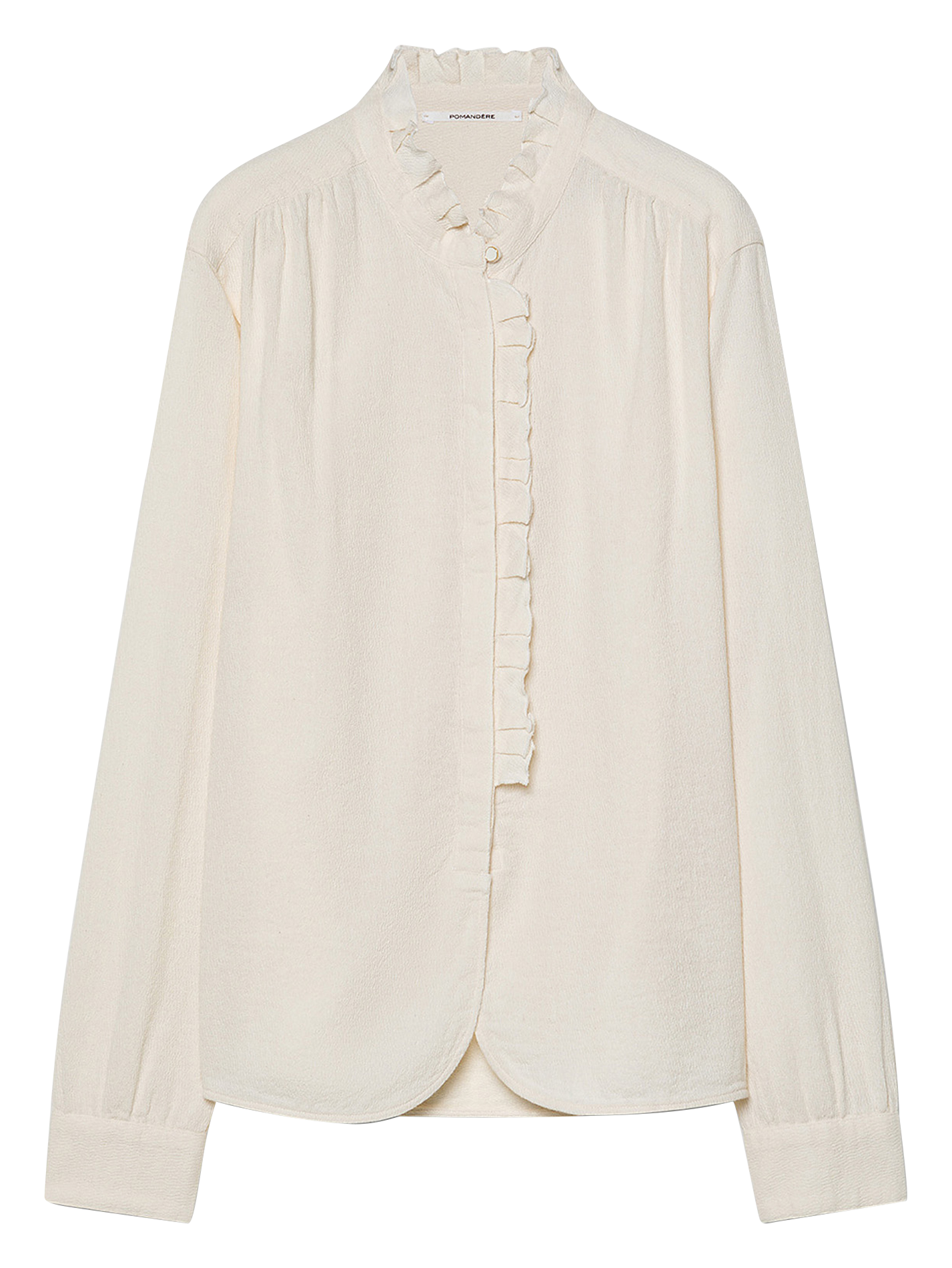Chemise col montant à volants POMANDERE Blanc