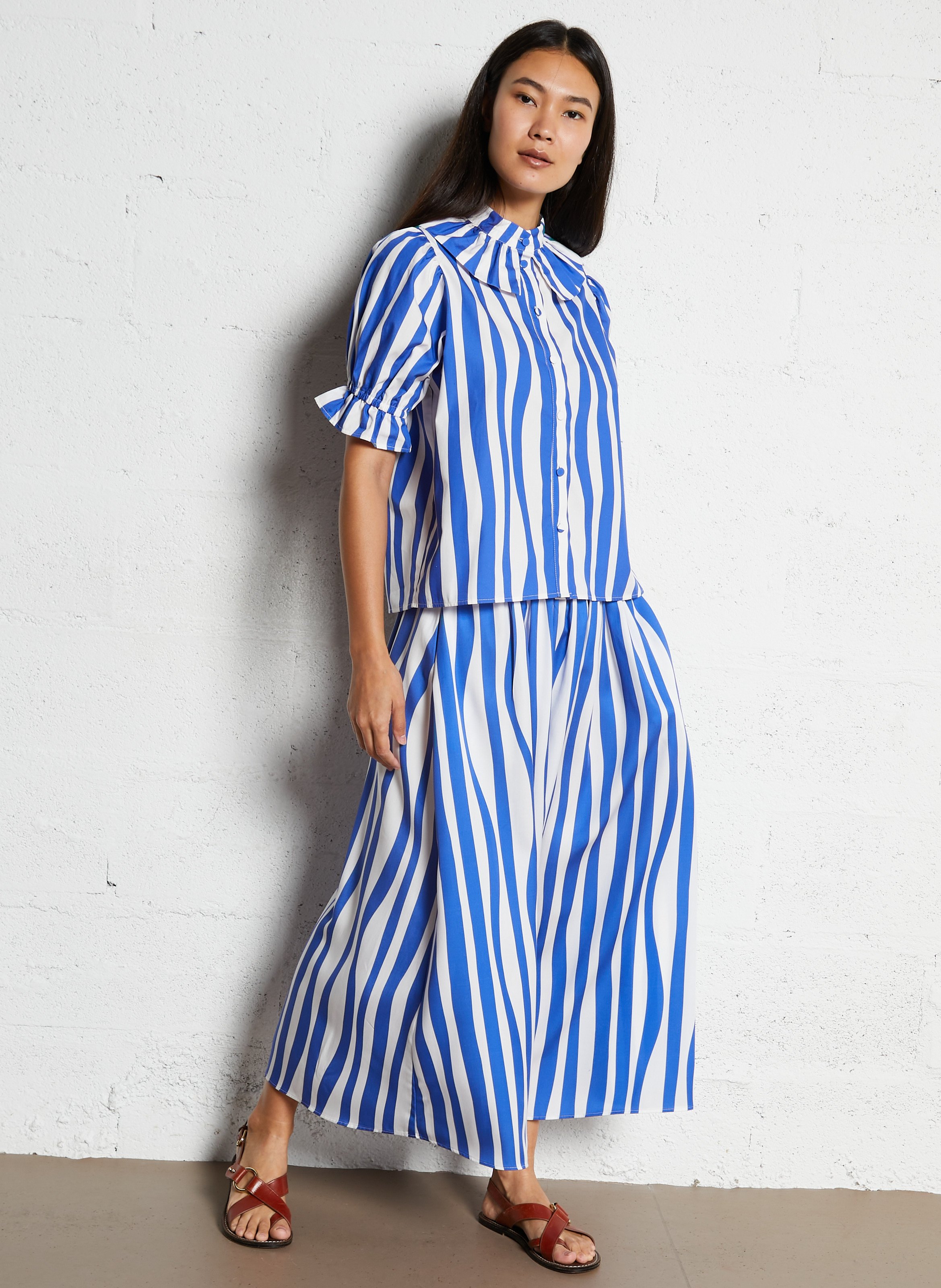 Jupe longue à rayures ELISE CHALMIN Bleu