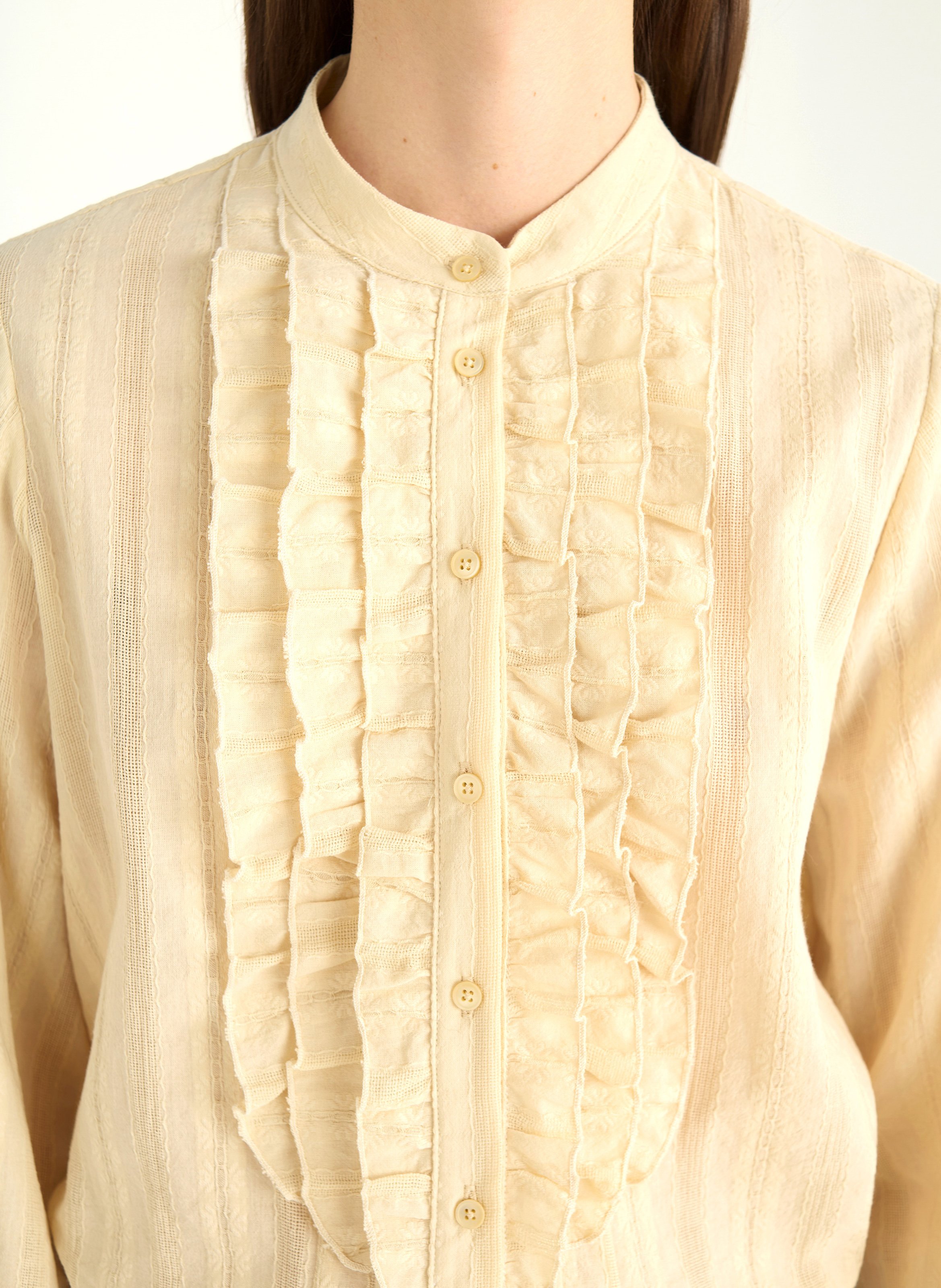 Straight shirt with ruffled bib ACOTE White