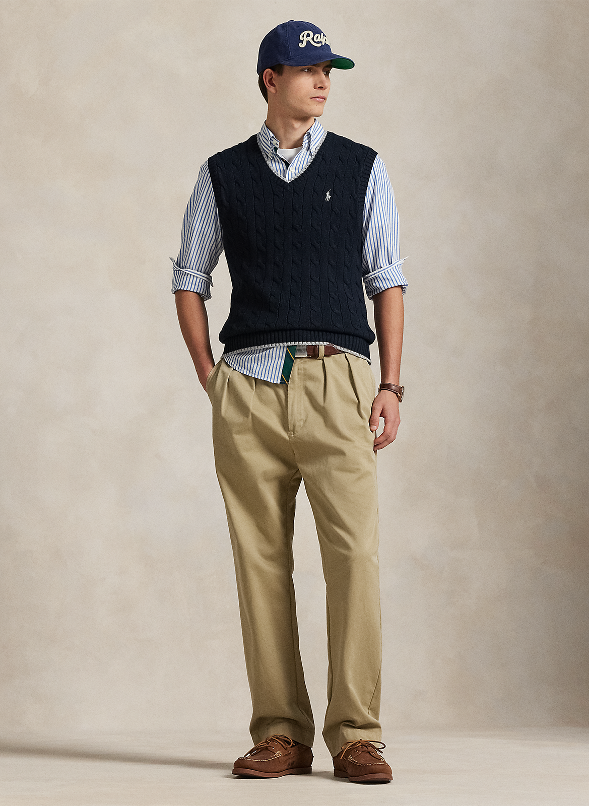 Pull col v en coton POLO RALPH LAUREN Multicolore