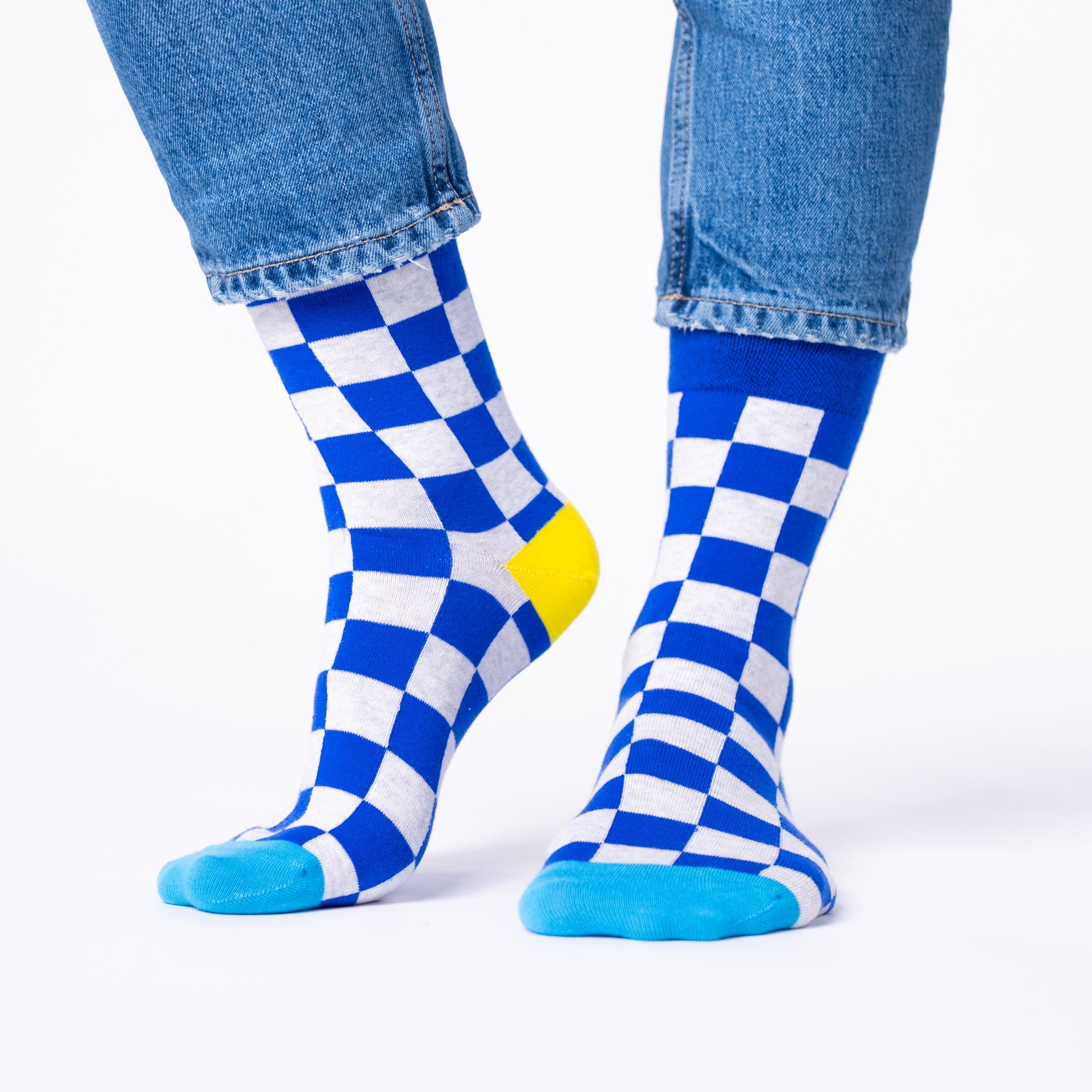 Checked combed cotton socks BILLYBELT Blue