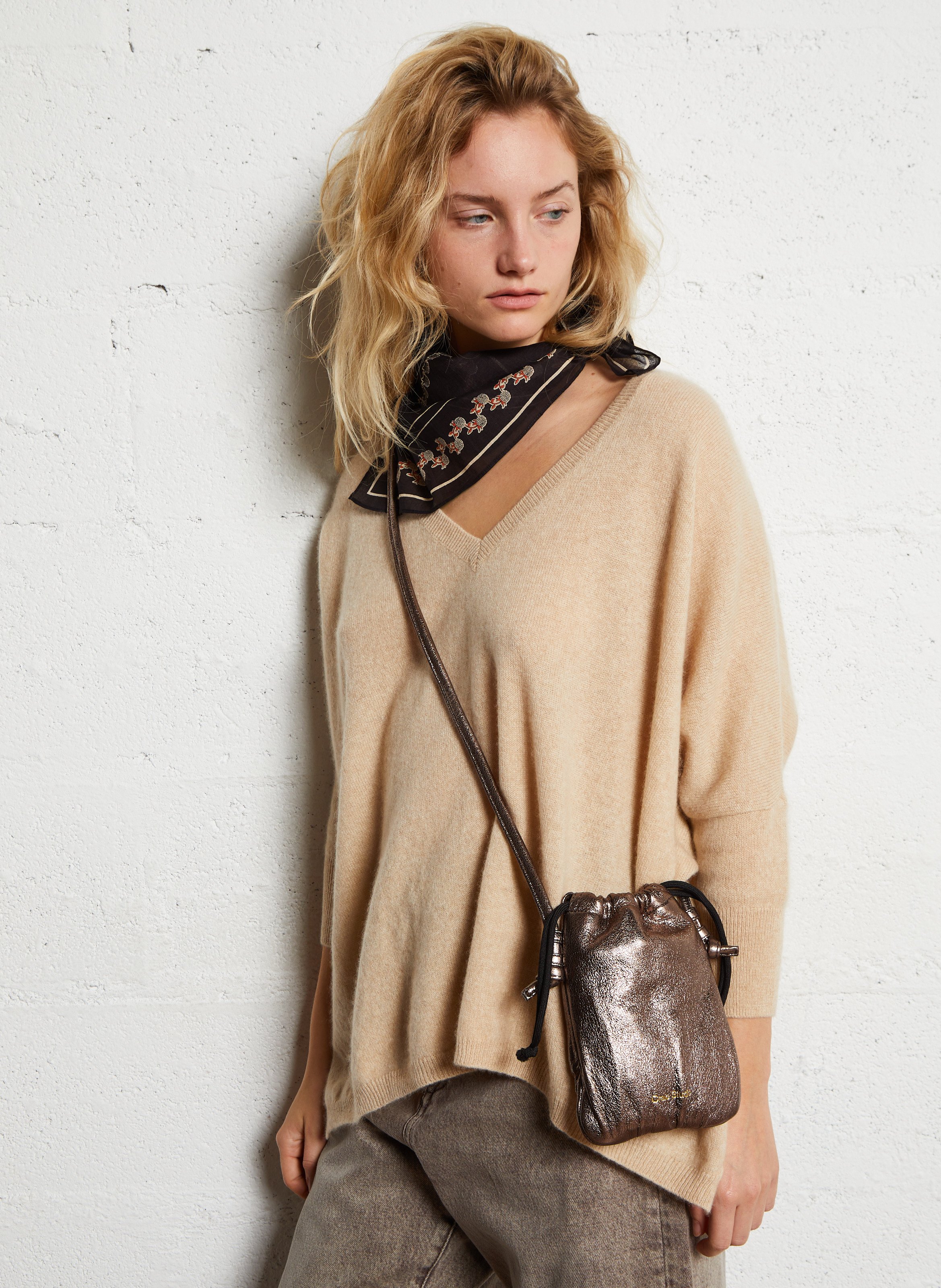 Sac bourse en cuir craquelé CRAIE STUDIO Doré