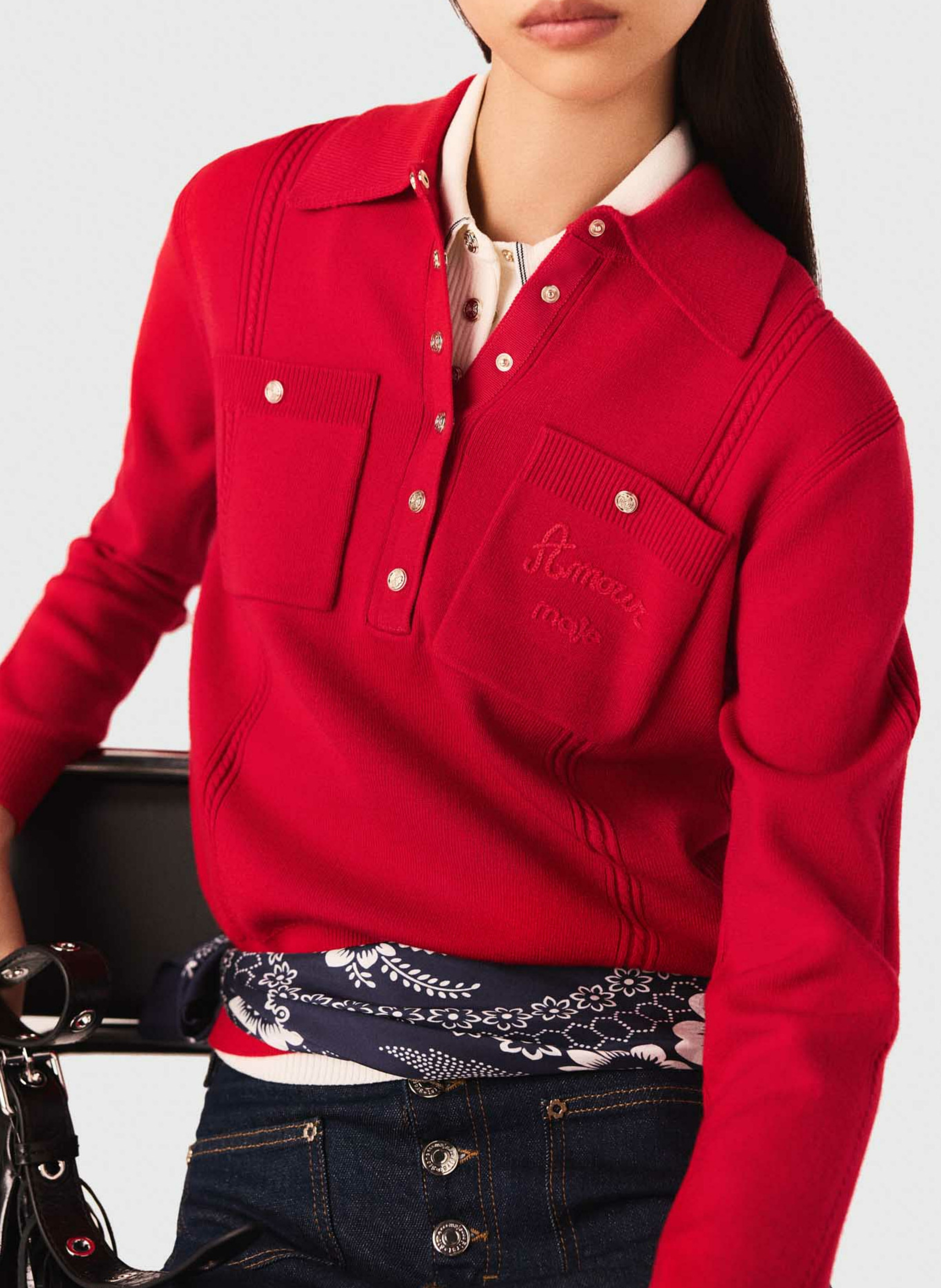 Pull col classique MAJE Rouge