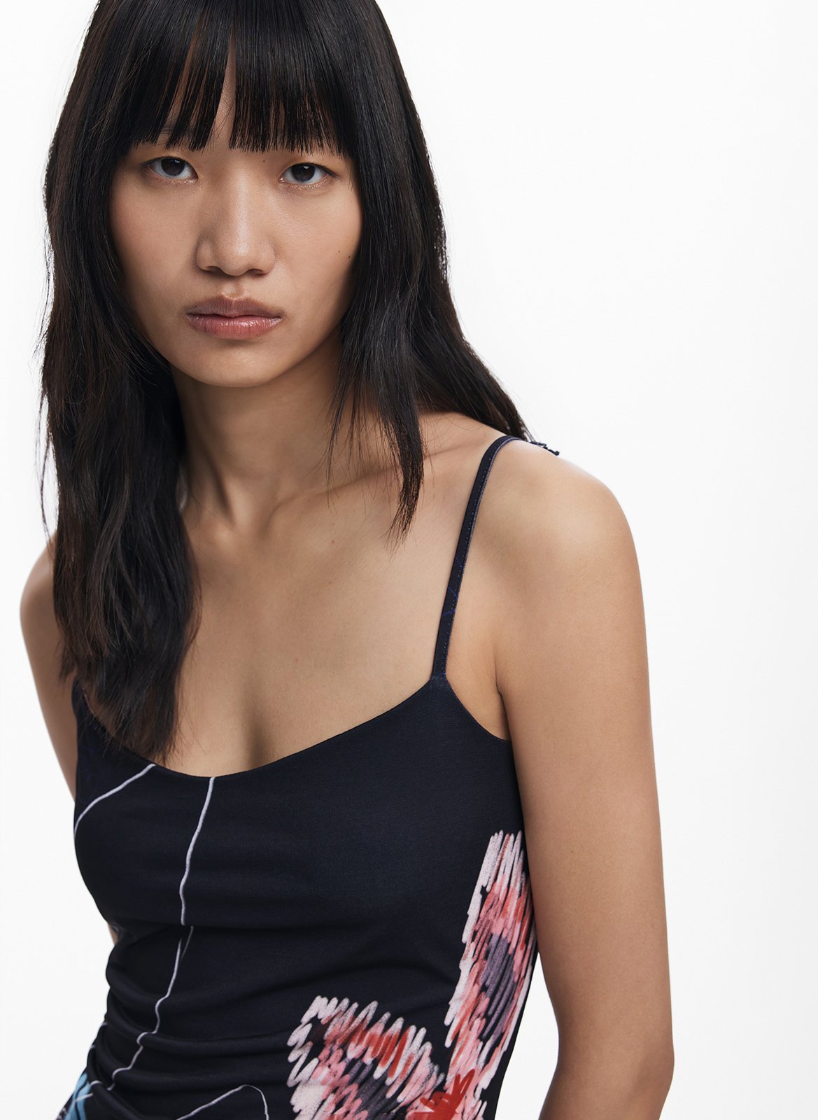 Robe midi à imprimé floral DESIGUAL Noir